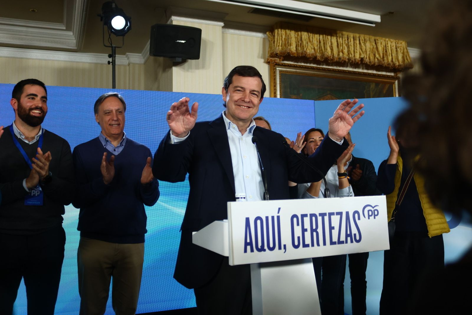 Mañueco celebra su triunfo en Salamanca en las Elecciones a las Cortes de Castilla y León 2026