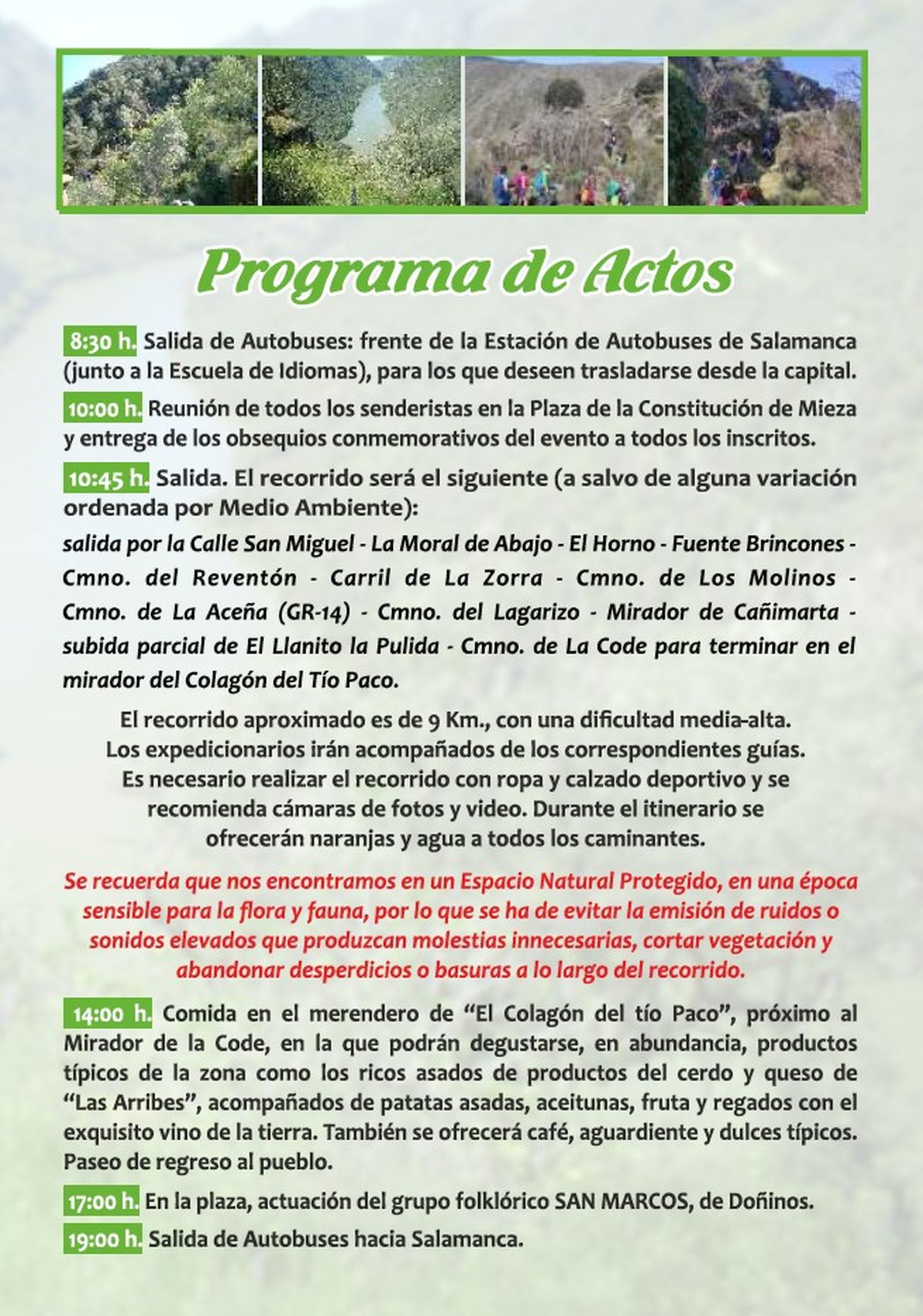 Ruta senderismo Arribes del Duero de Mieza