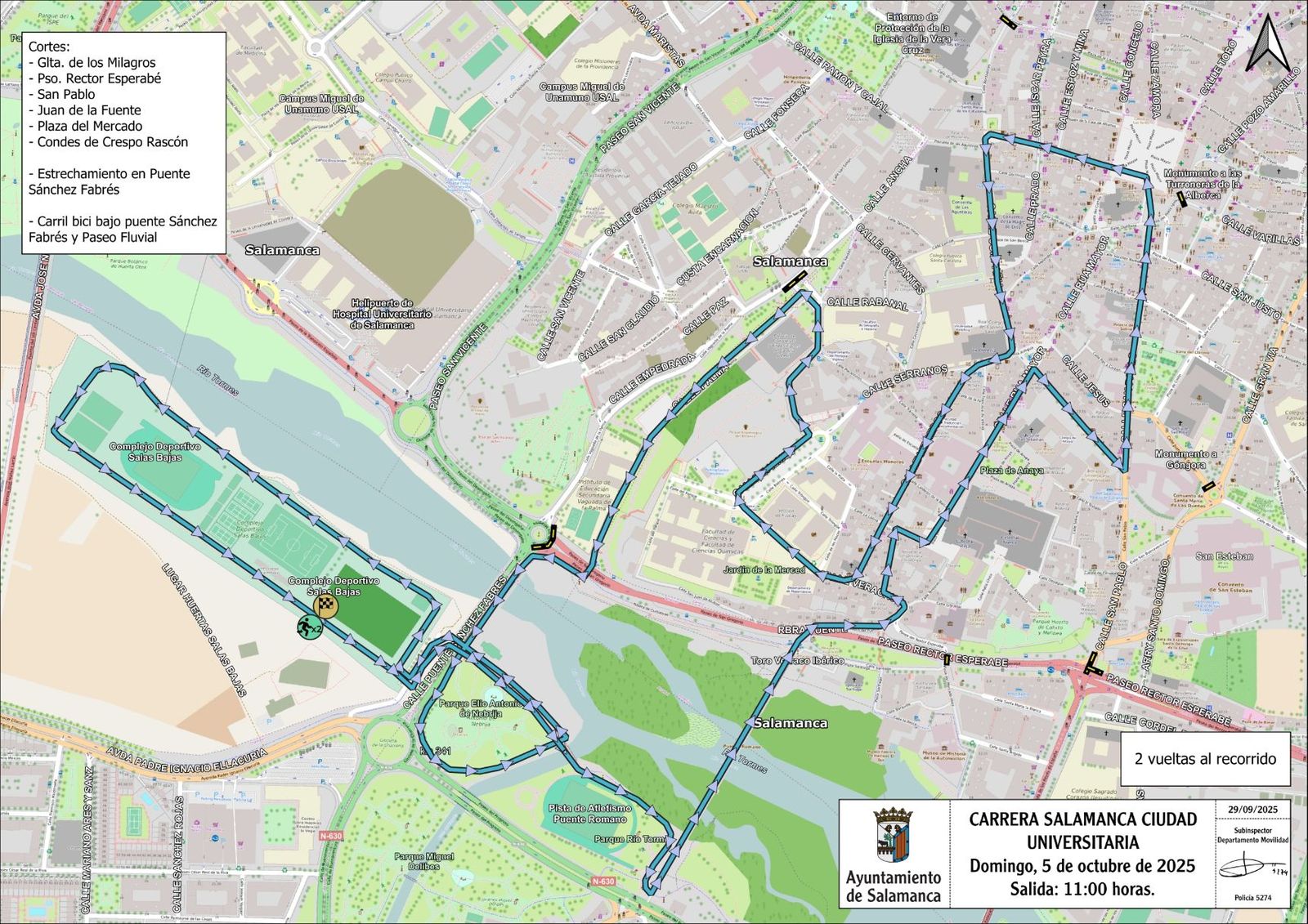 Cortes de tráfico carrera Salamanca Ciudad Universitaria