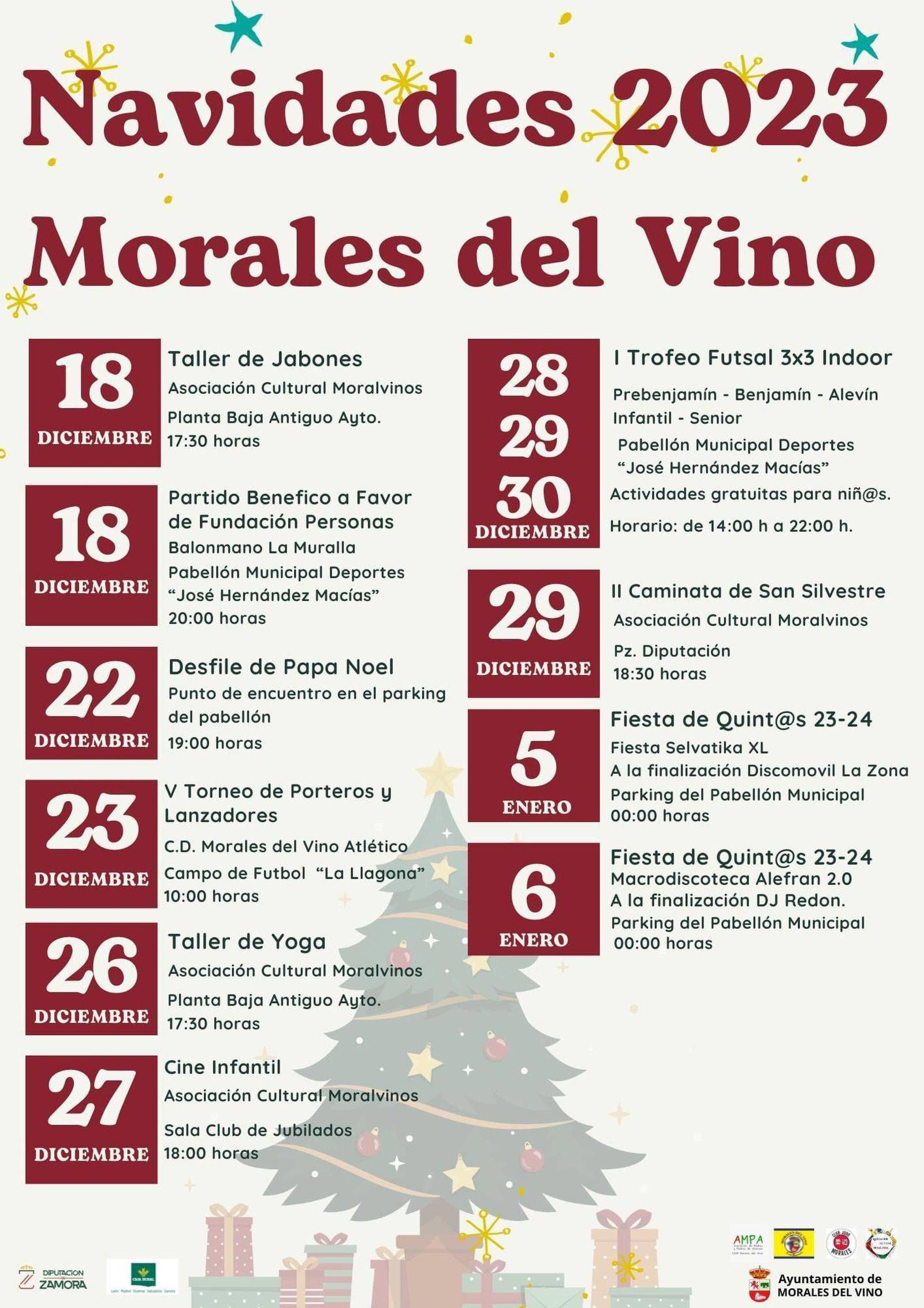 Programa de actividades para las Navidades 2023 en Morales del Vino.