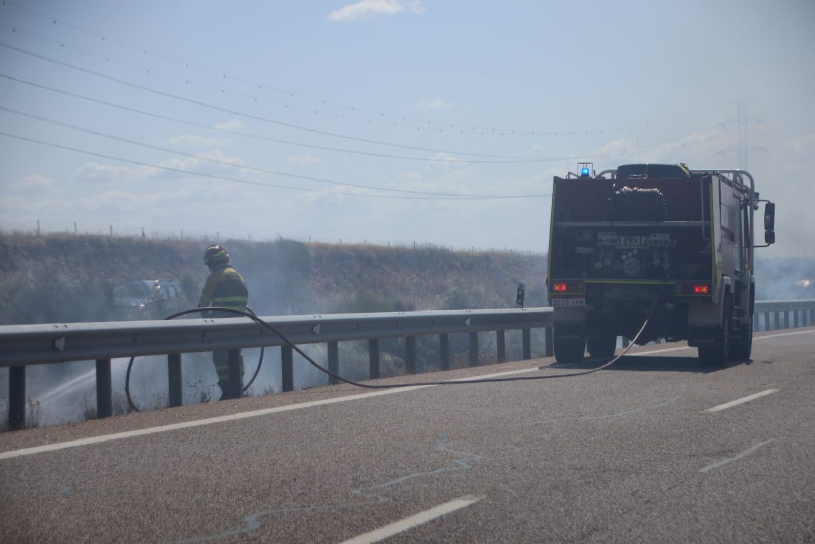 Movilización de varios medios por un incendio en plena A-62