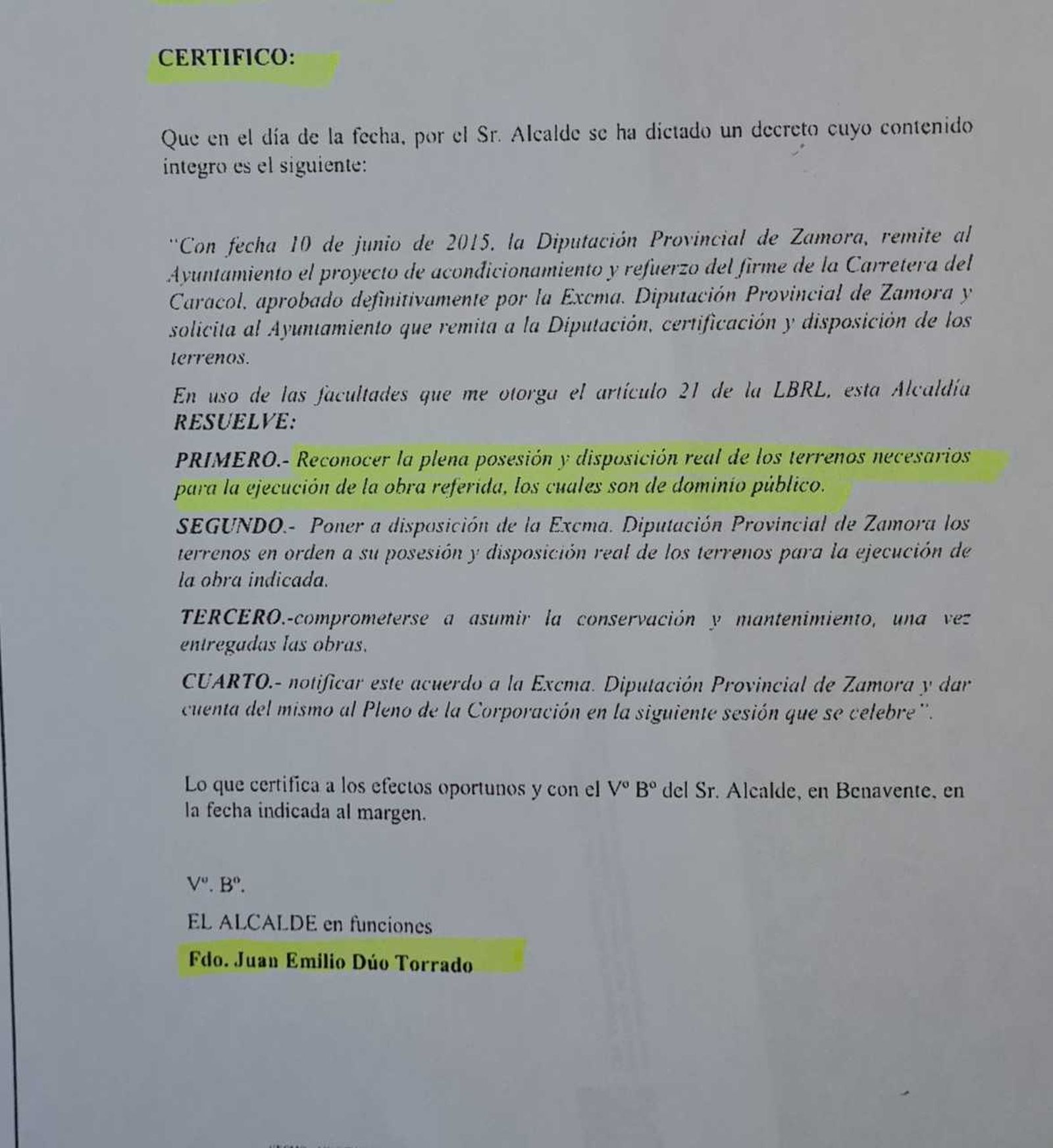 Documentación Diputación Carretera del Caracol