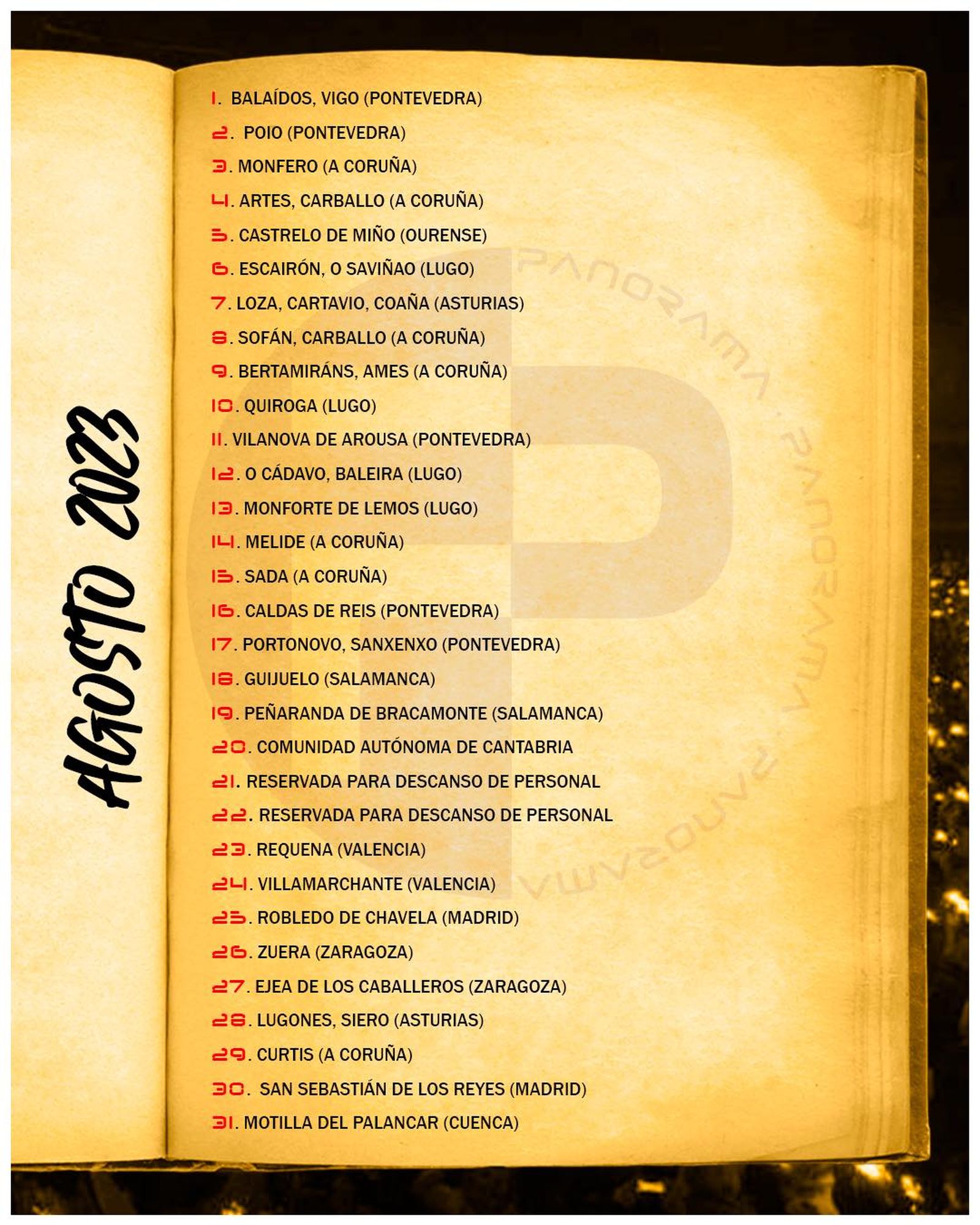 Actuaciones de Panorama en agosto