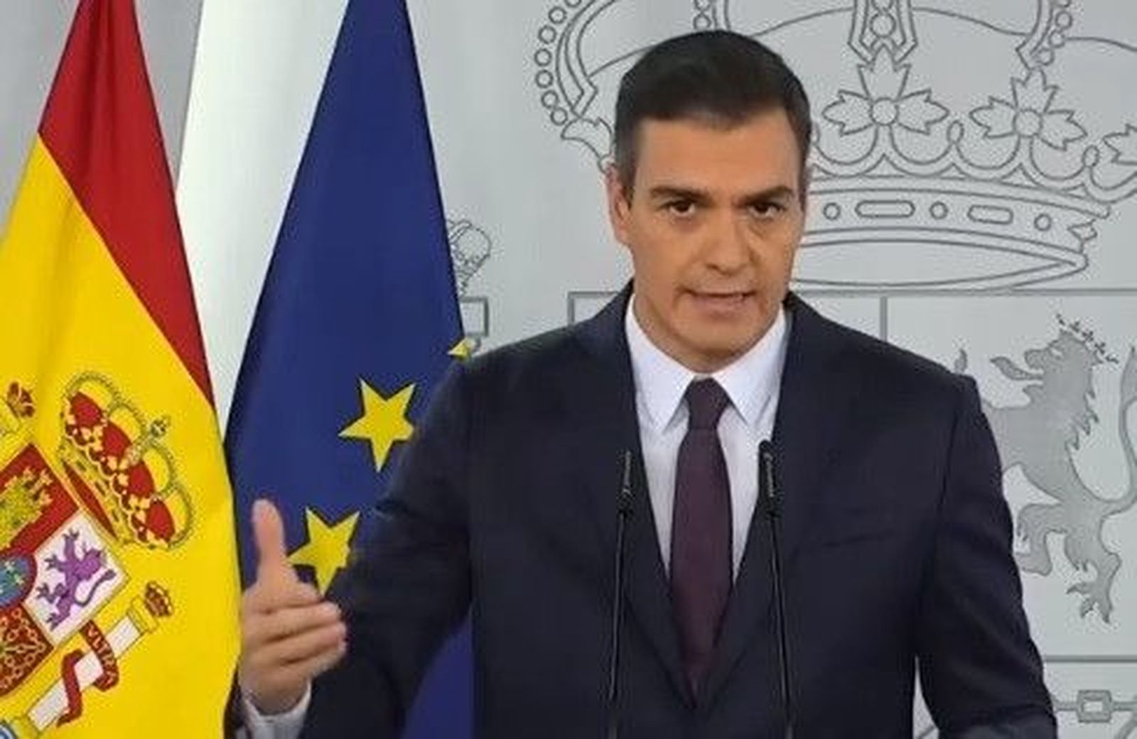 Pedro Sánchez realiza una declaración institucional en Moncloa sobre la pandemia