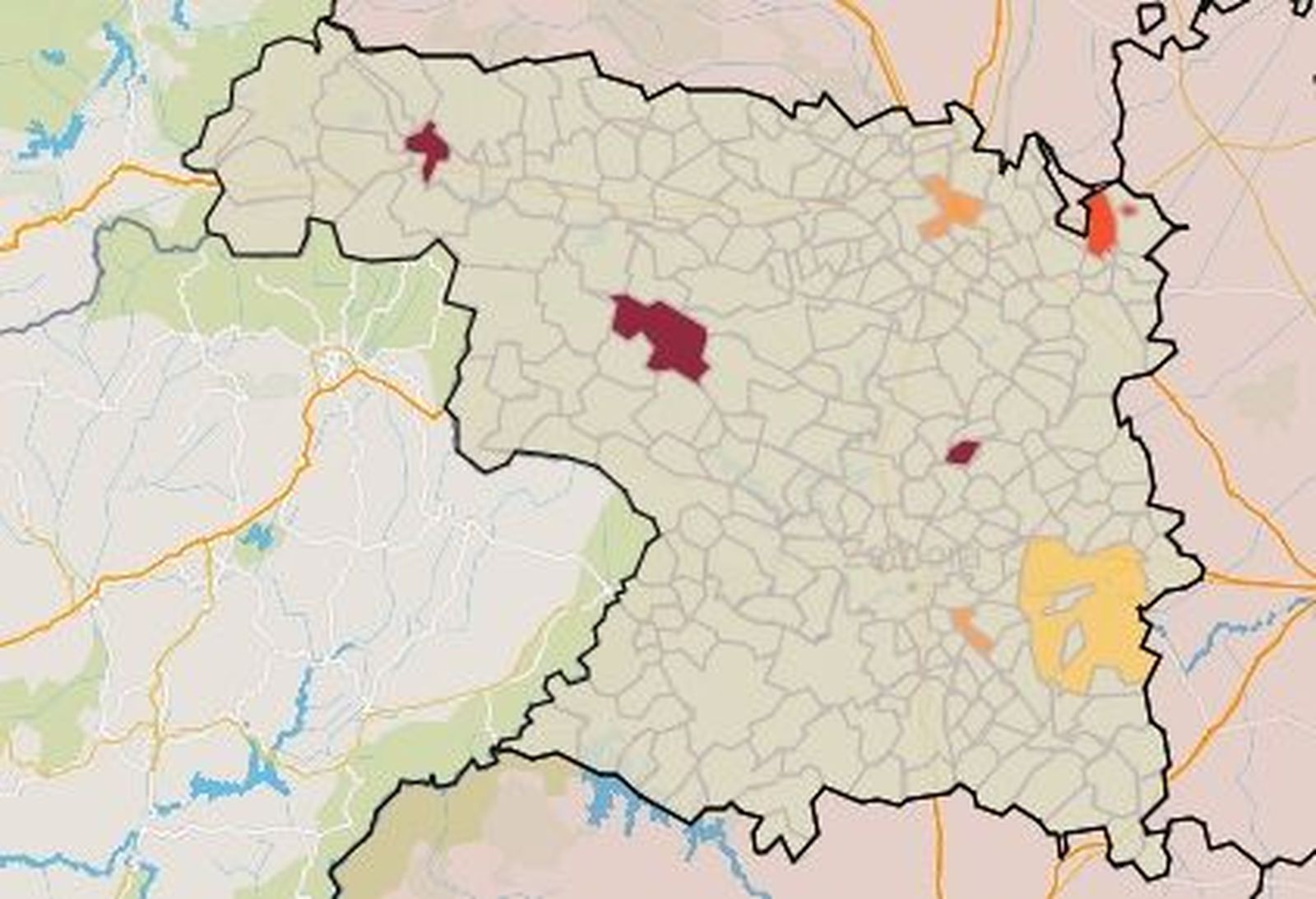 Mapa de municipios de Zamora
