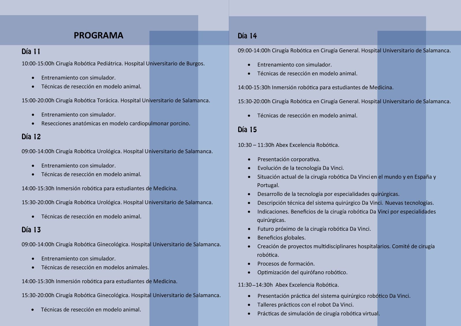Programa I Jornadas de Cirugu00eda Robu00f3tica de CyL 2
