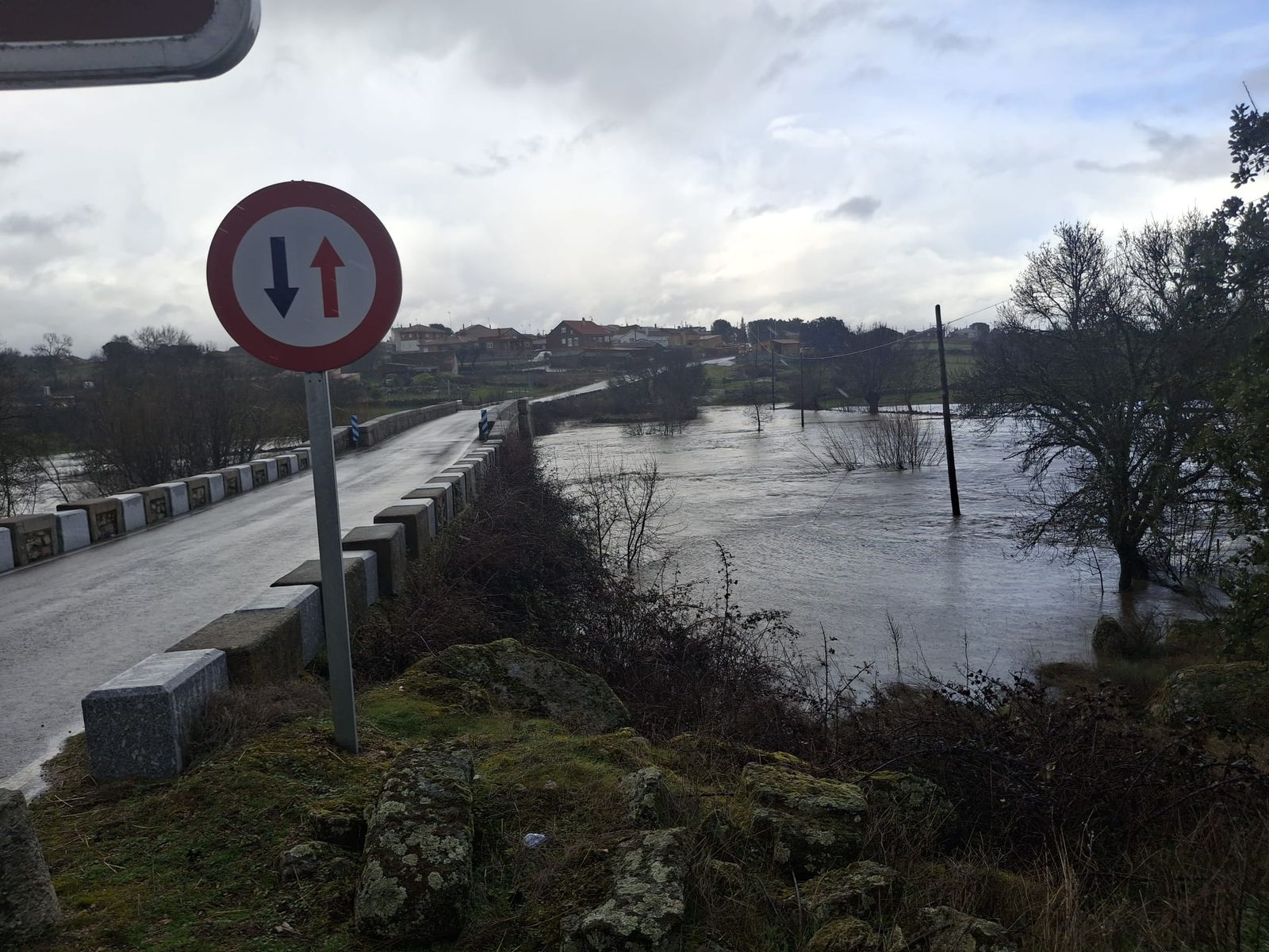El río Huebra a su paso por Pelarrodríguez, crecidas y desbordamientos febrero 2026