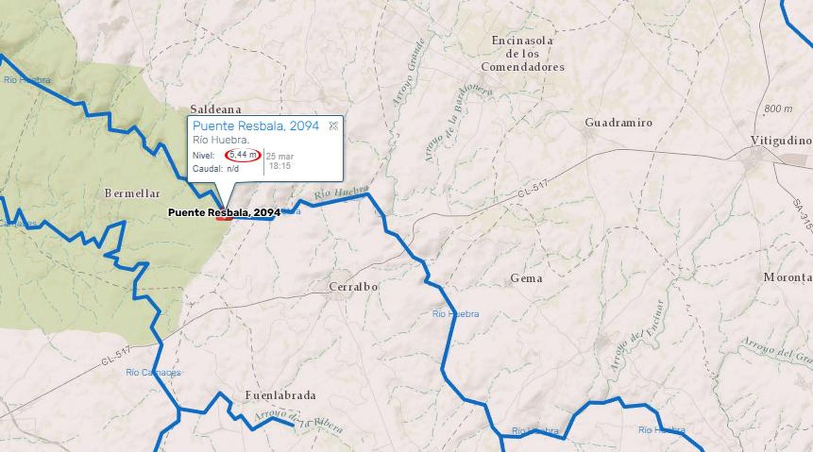 Aviso rojo en el río Huebra, Puente Resbala. Foto @chd_duero