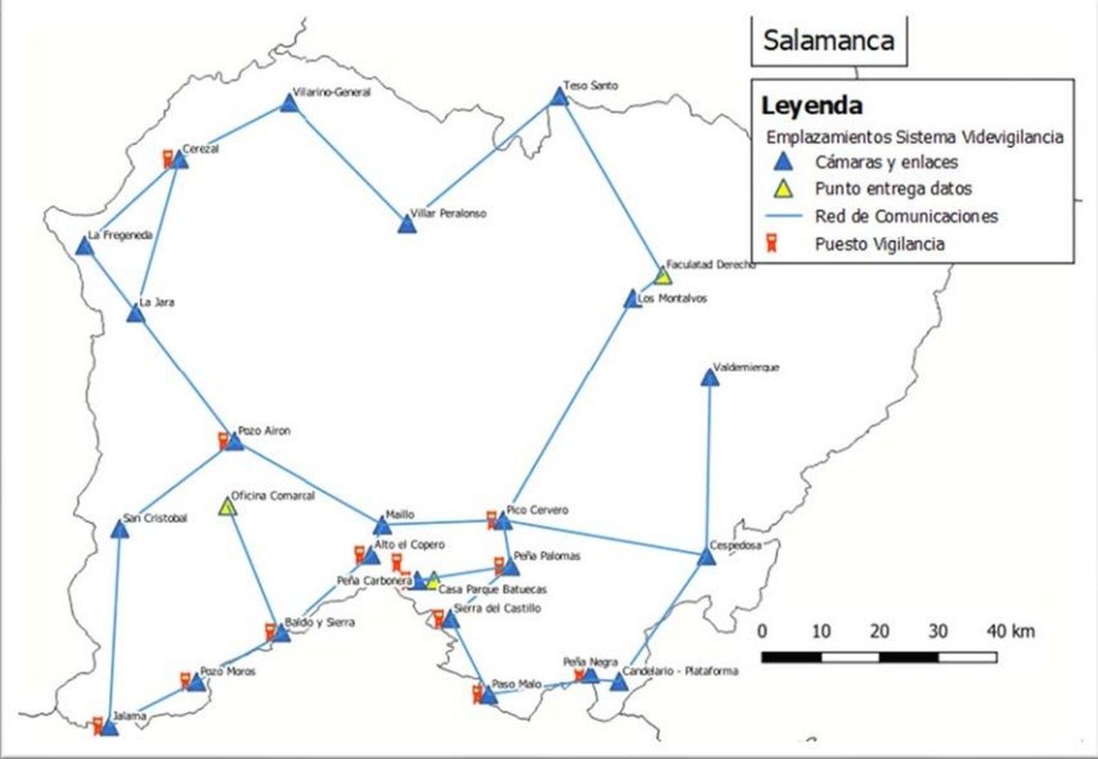Emplazamientos sistema videovigilancia en Salamanca