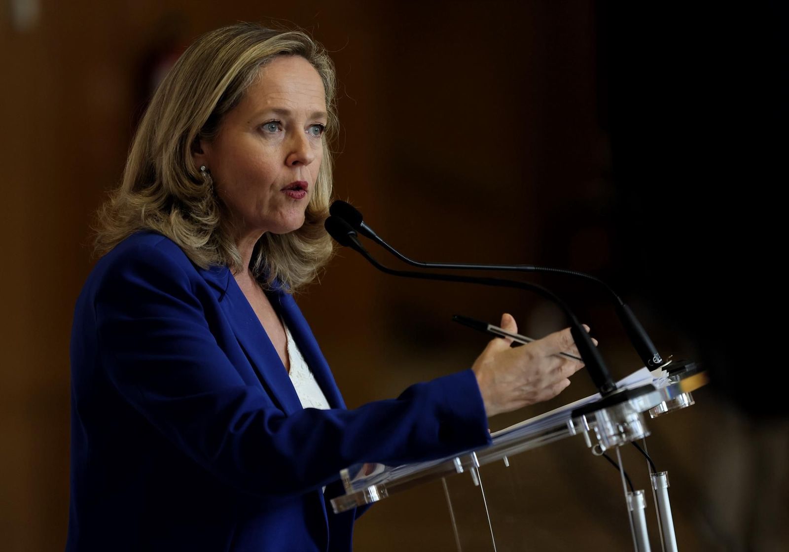 La vicepresidenta primera y ministra de Asuntos Económicos y Transformación Digital, Nadia Calviño. Foto EP