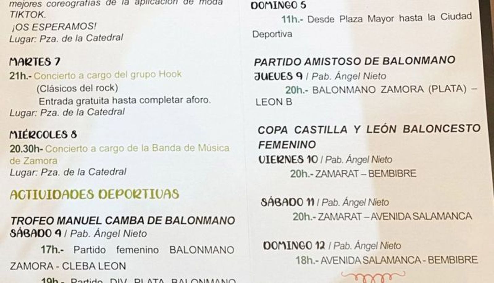 Segunda parte del calendario