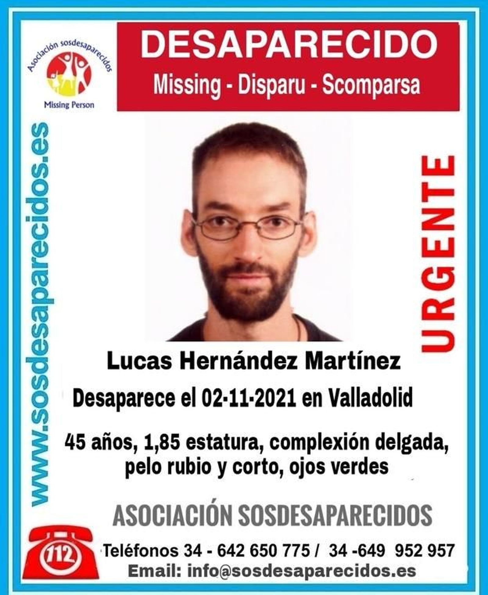 Cartel del hombre desaparecido en Valladolid