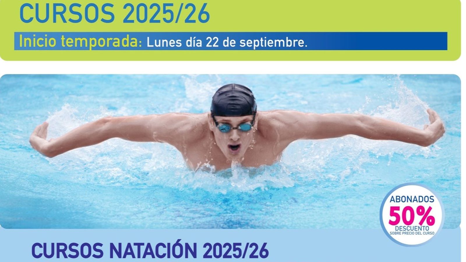 Cartel informativo cursos de natación