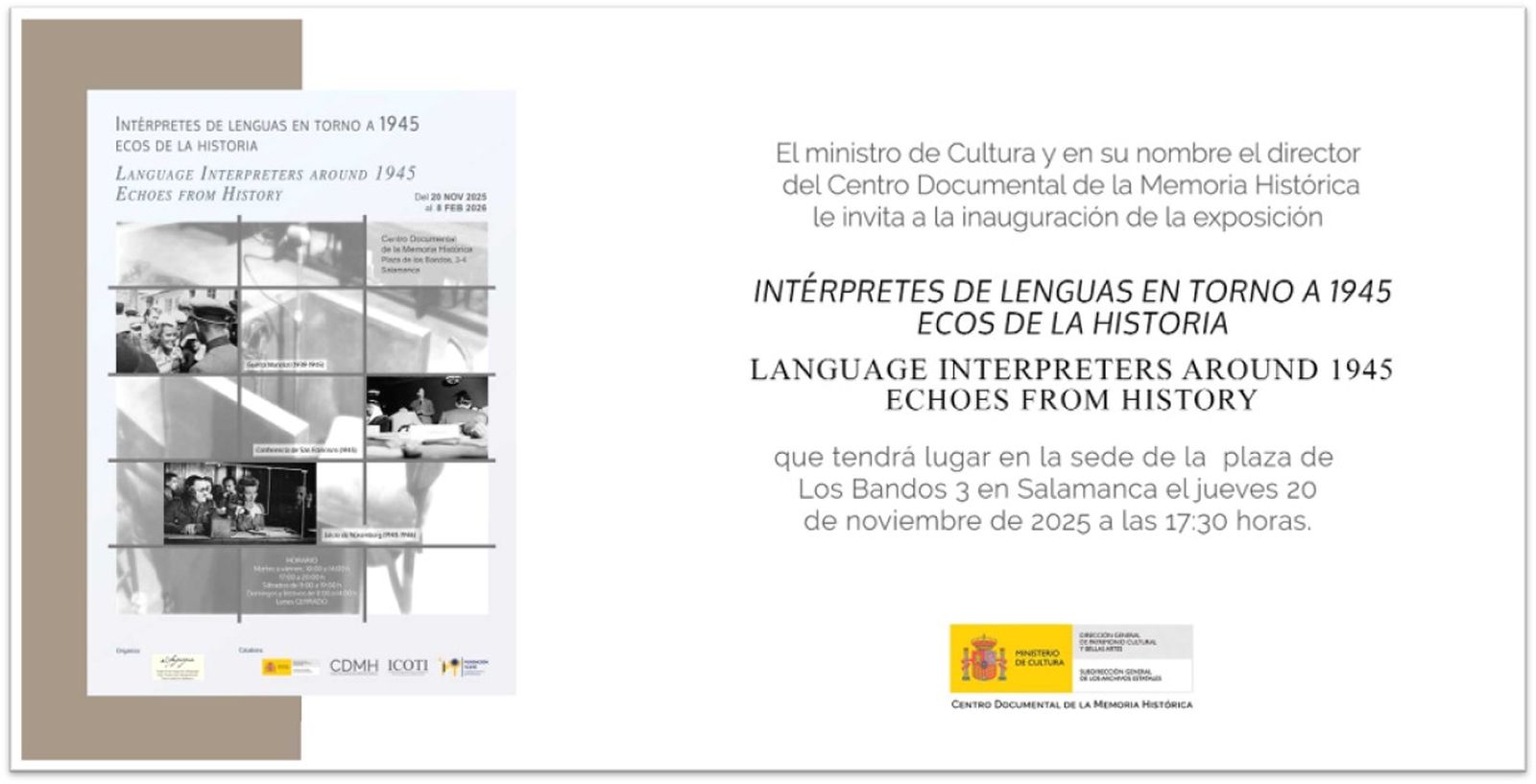 Exposición “Intérpretes de lenguas en torno a 1945: Ecos de la Historia”