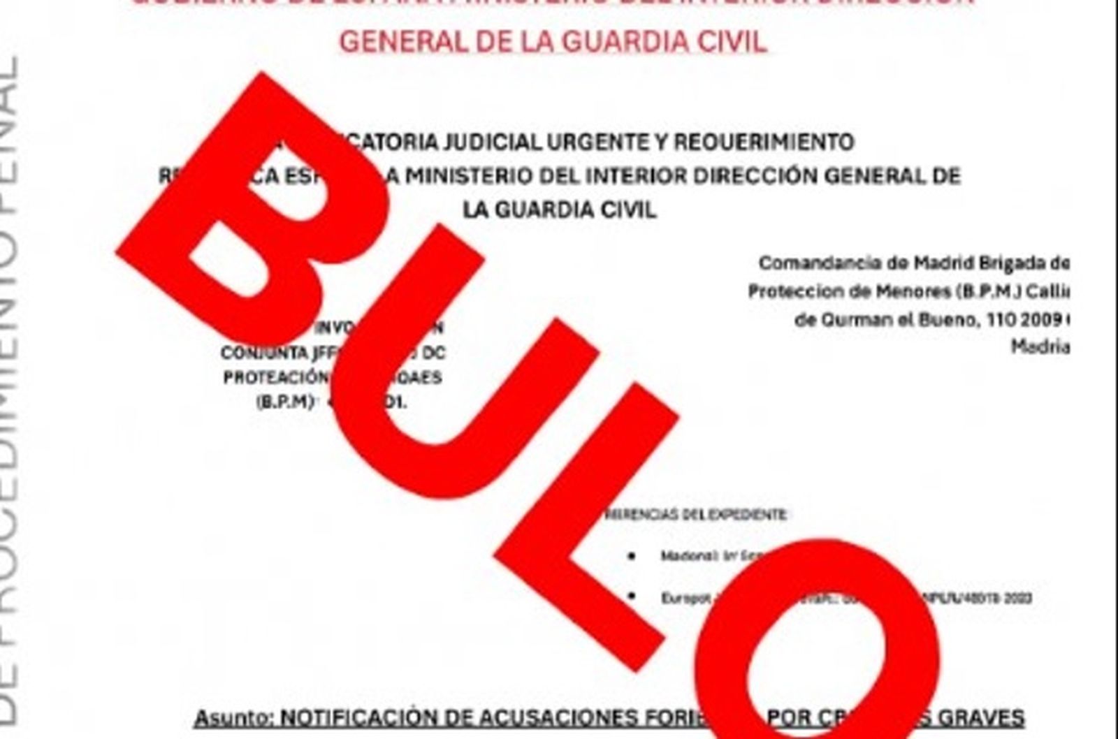 Imagen del bulo sobre un juicio urgente que está circulando por las redes sociales