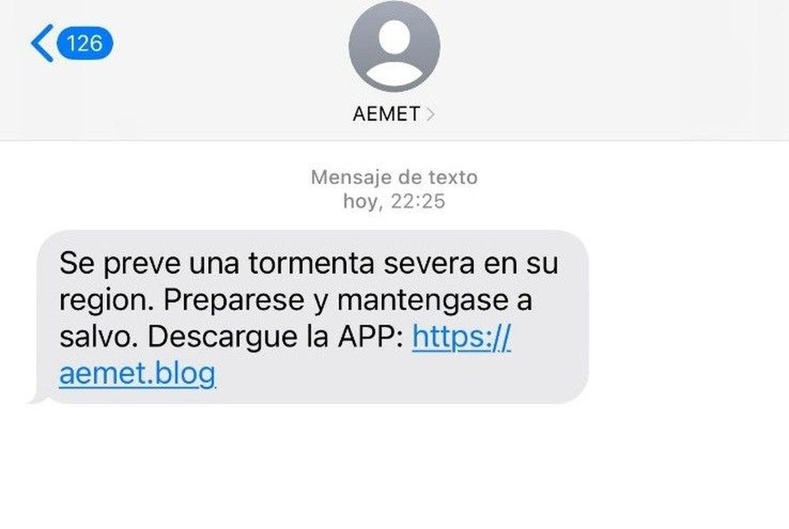 Imagen del mensaje que se trata de una estafa