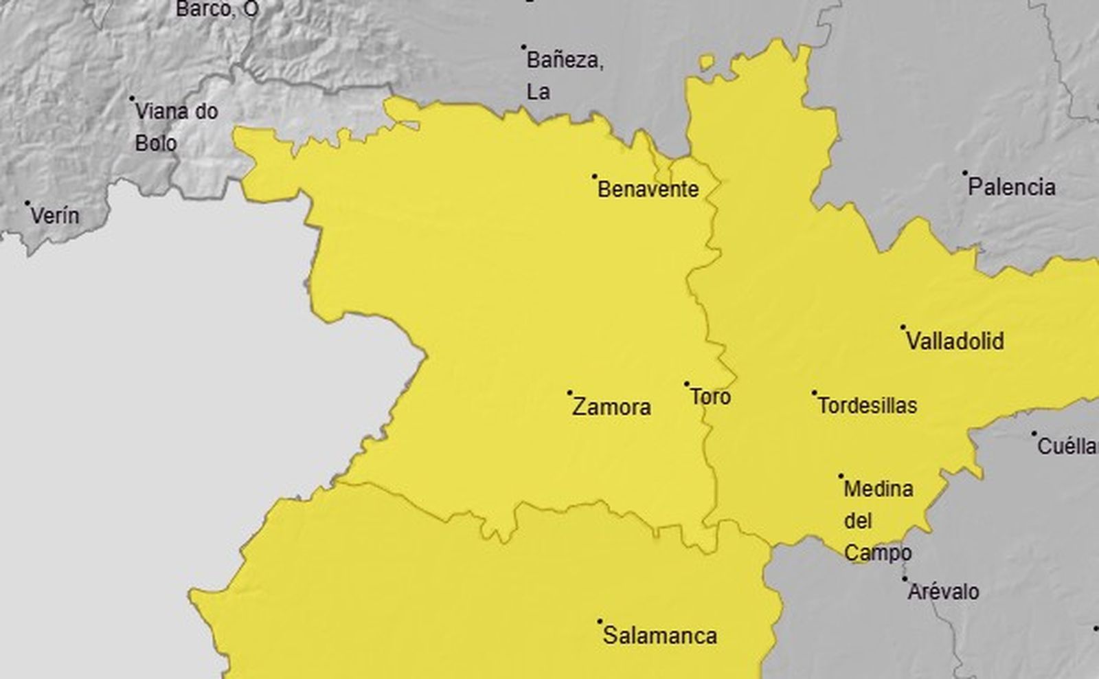 Valladolid y Salamanca también estarán en aviso amarillo