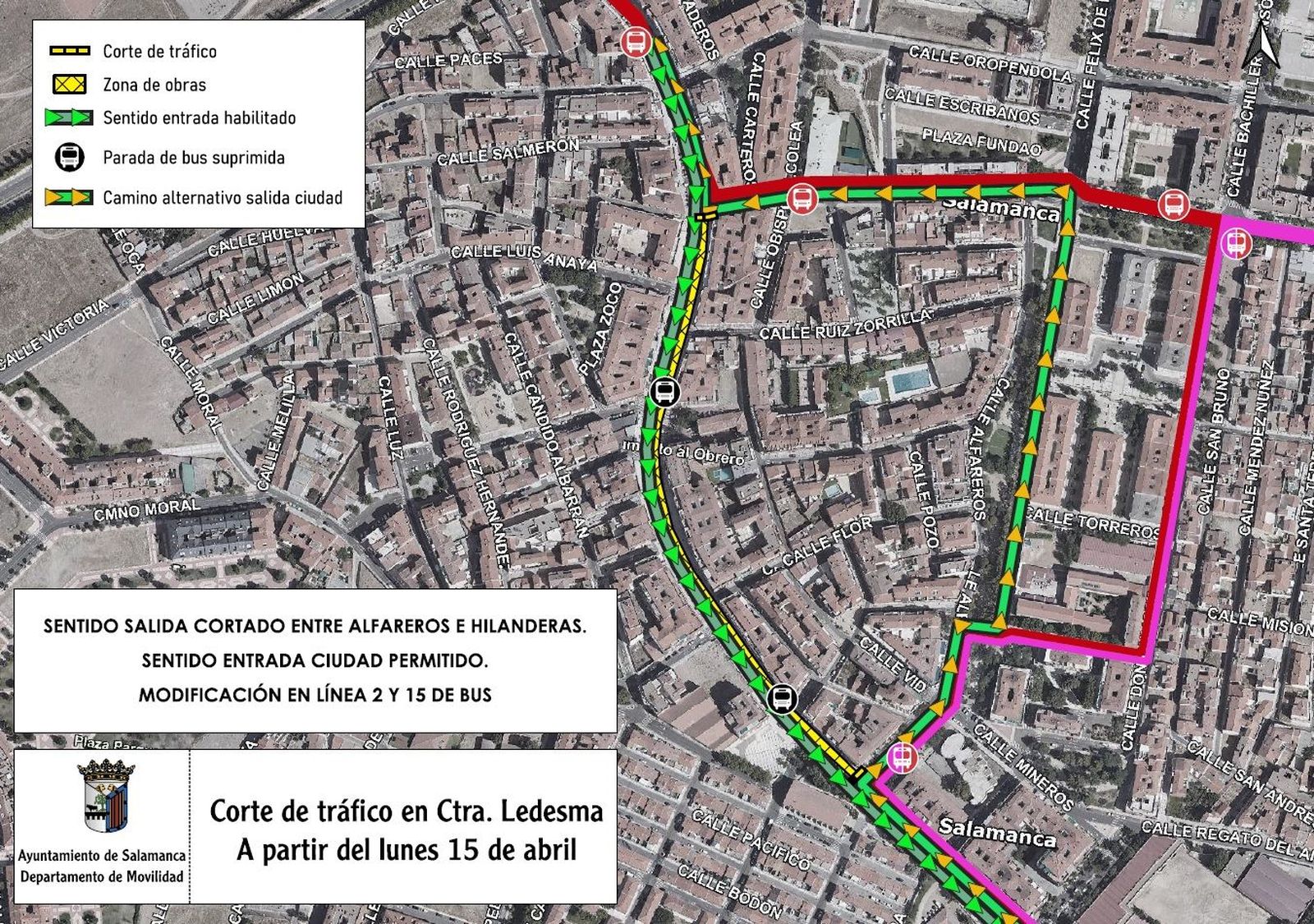 Corte de trafico Carretera de Ledesma