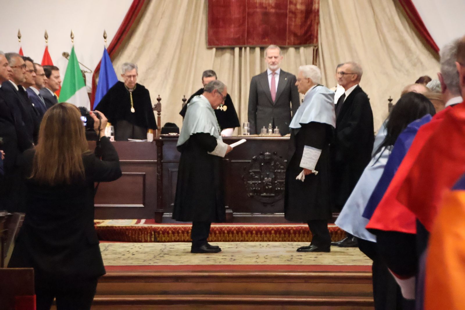 Llegada de S.M el Rey Felipe VI al paraninfo de la Universidad de Salamanca e Investidura de Sergio Mattarella como doctor ‘honoris causa’ de la USAL