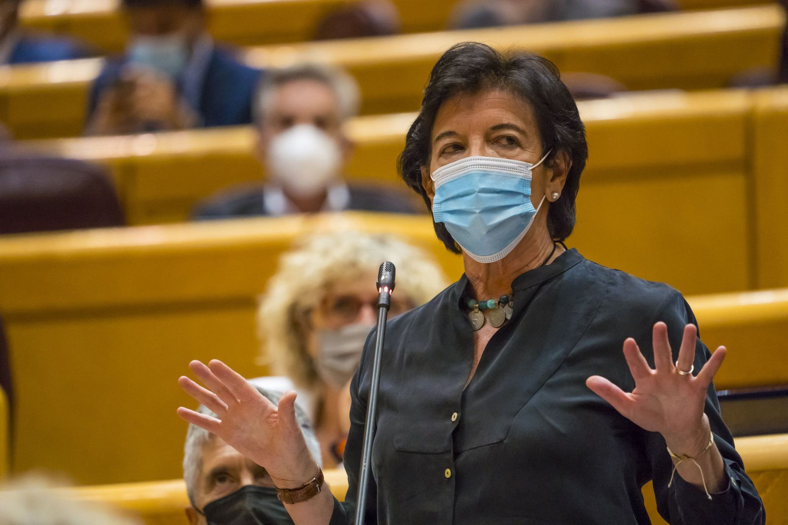 La ministra de Educación y Formación Profesional, Isabel Celaá, interviene durante una sesión de control al Gobierno en el Senado, en Madrid (España), a 3 de noviembre de 2020. Durante el pleno d