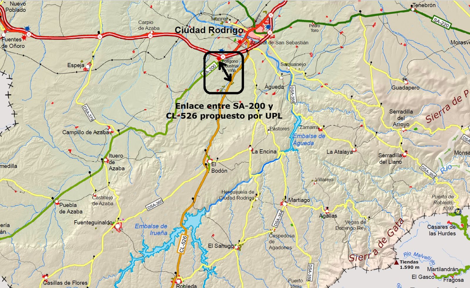 Enlace entre SA 200 y CL 526 propuesto por UPL