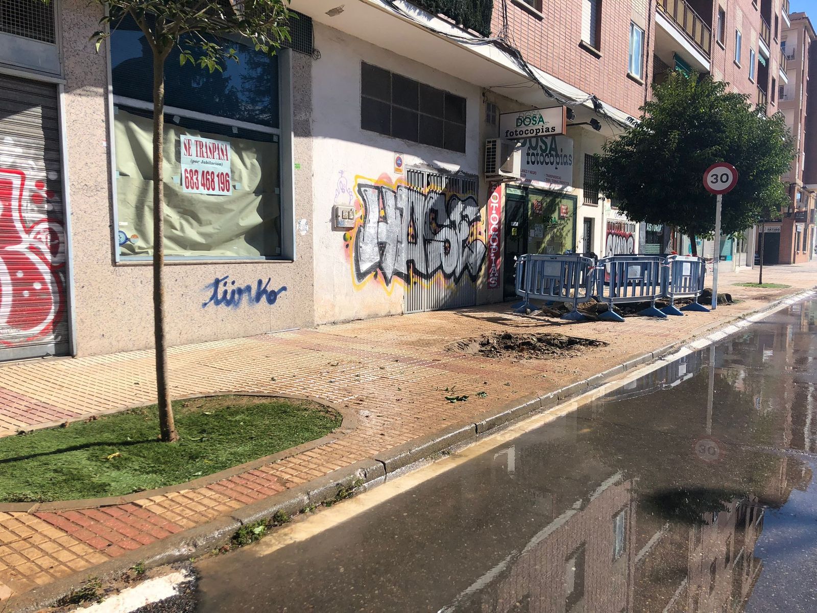Reventón en la avenida de Maristas