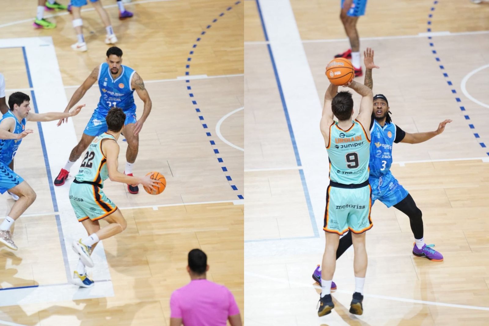 Instantes del duelo entre el Palmer Basket Mallorca y el CB Zamora