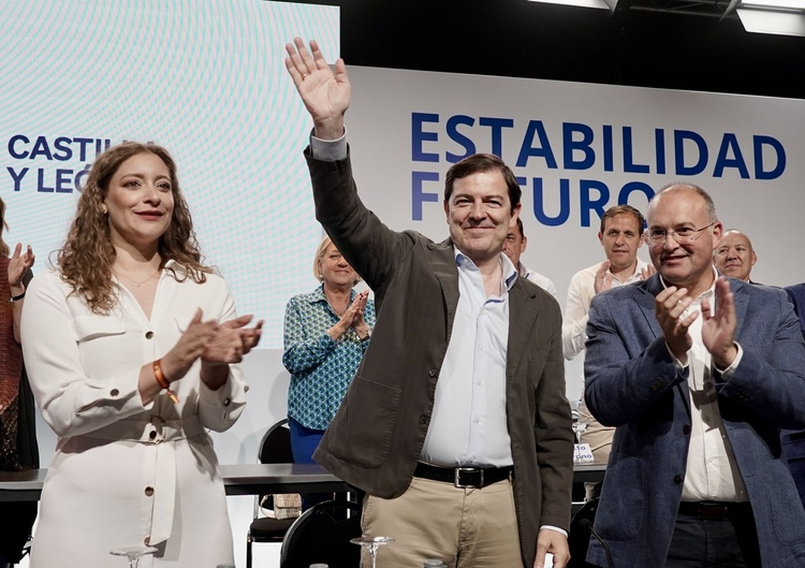 El presidente del PP de Castilla y León, Alfonso Fernández Mañueco,  en la clausura de la Junta Directiva Autonómica y el Comité Ejecutivo del PP de Castilla y León