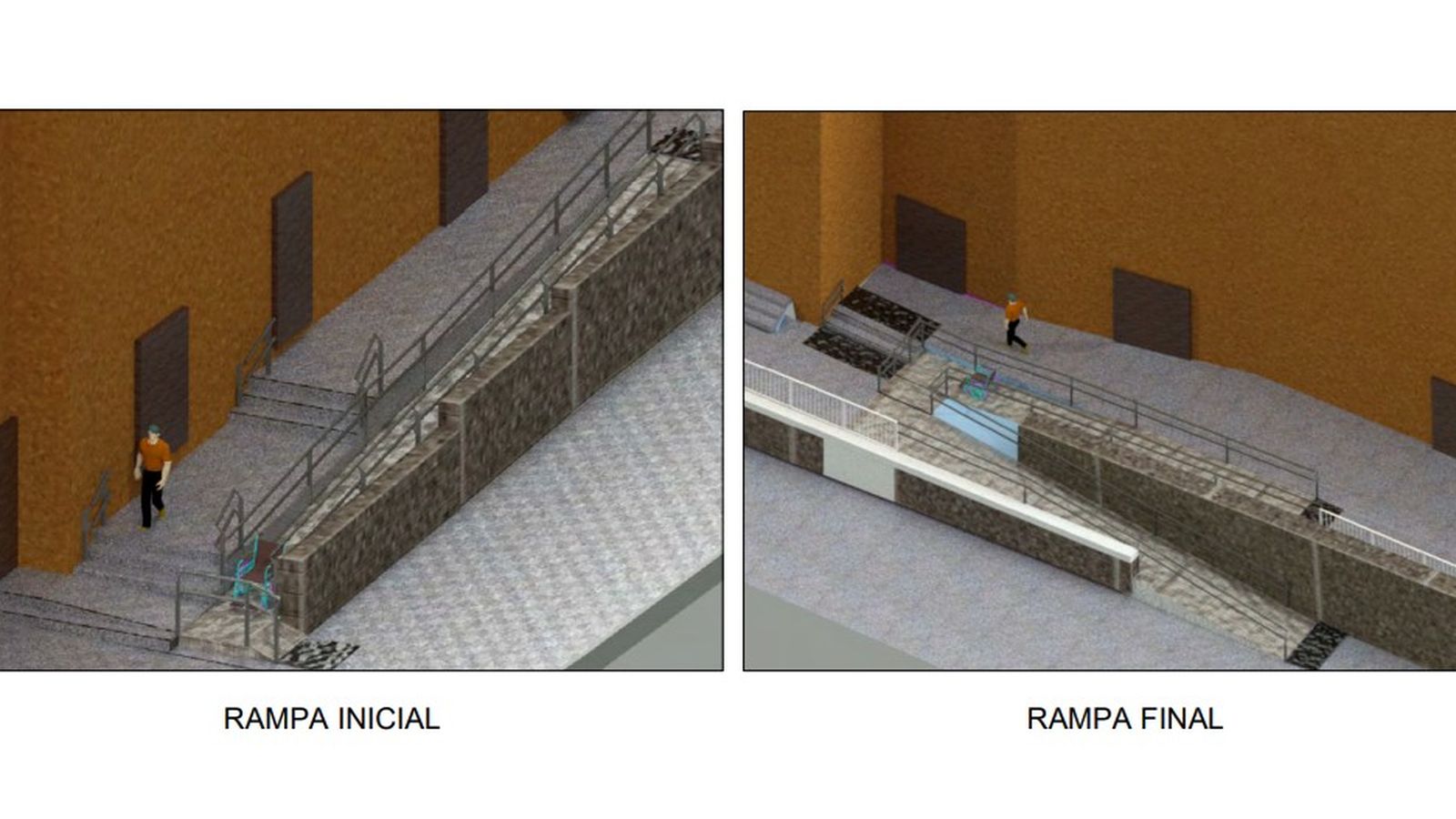 Simulación en 3D del proyecto de la rampa situada en la calle Ribera del Puente