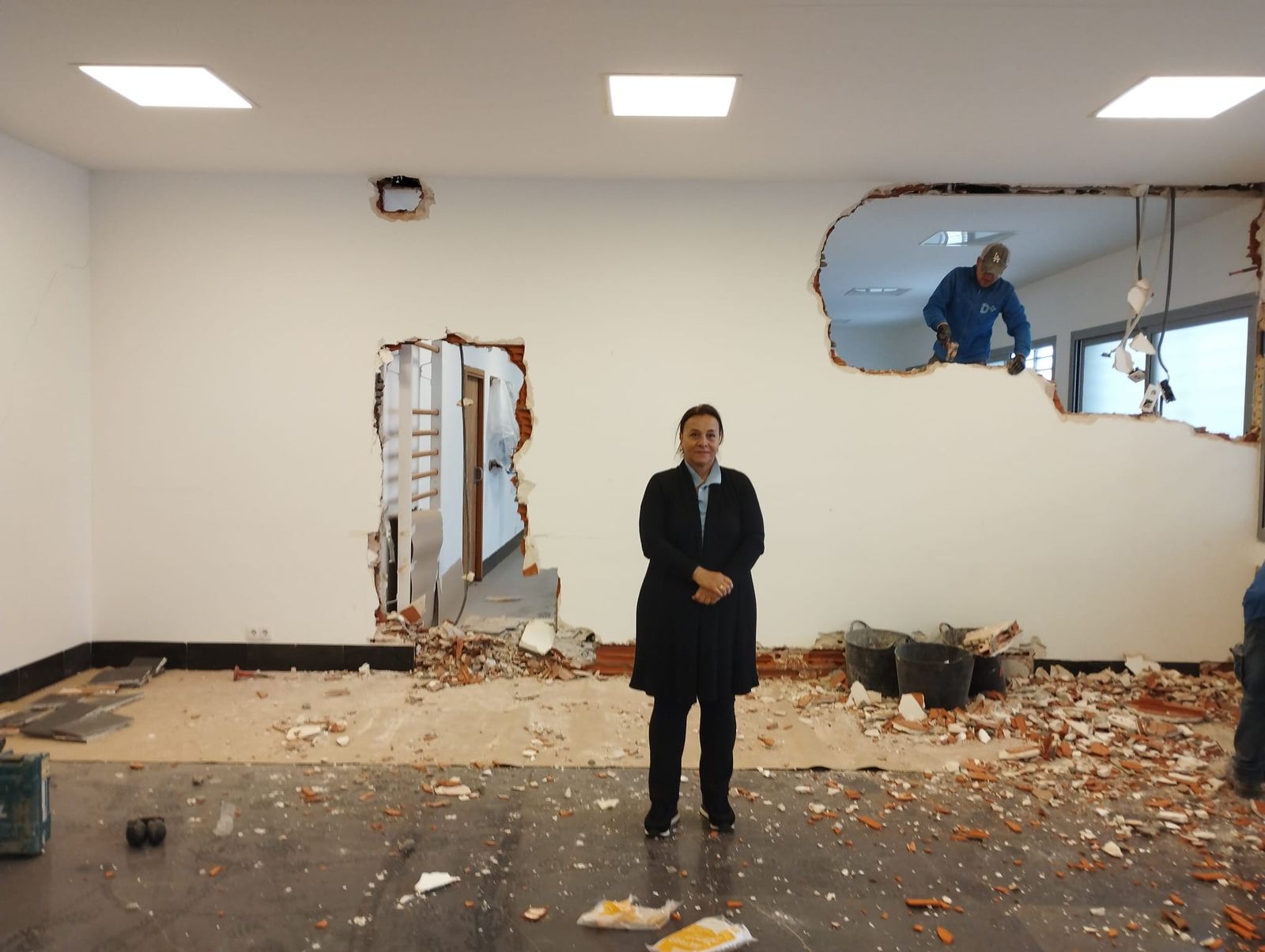 Obra en la sala multiusos del edificio Sociocultural