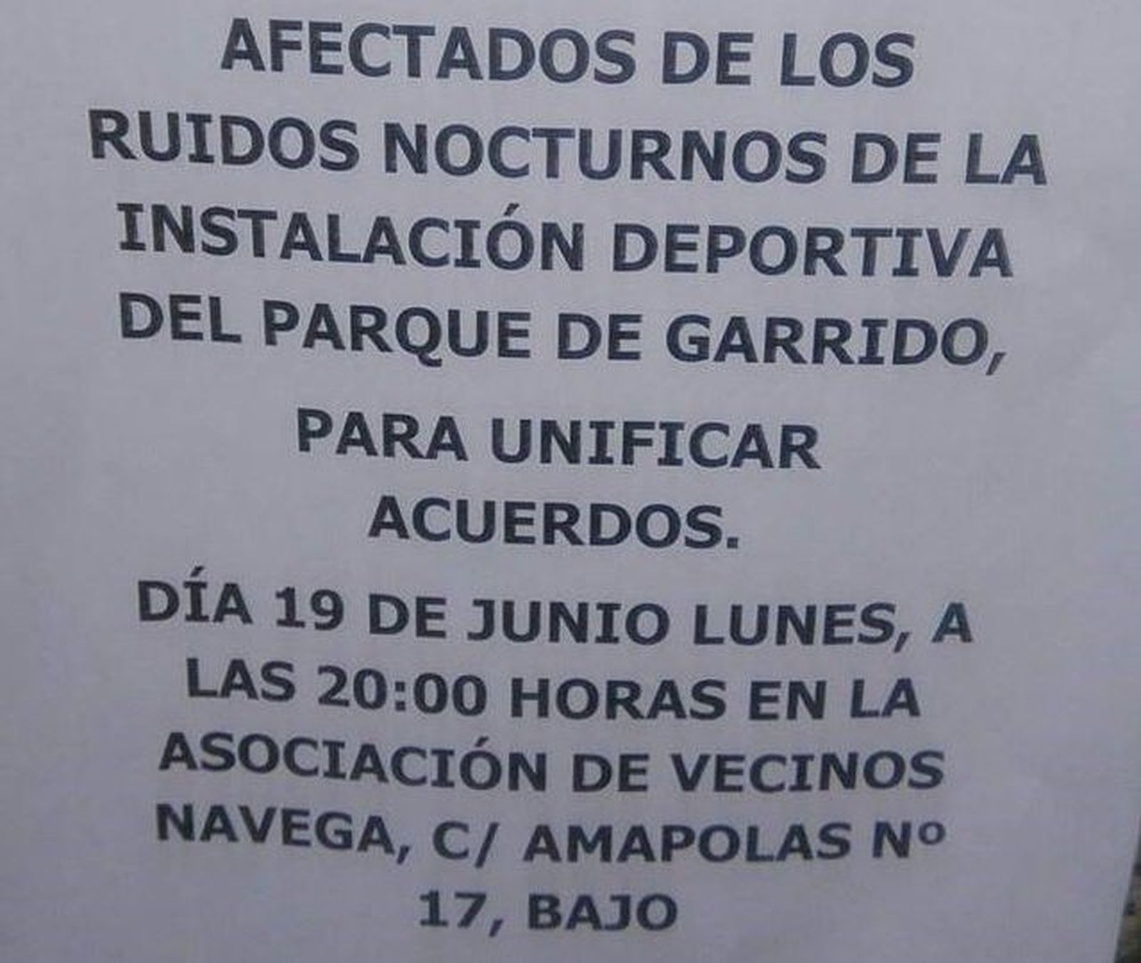 Vecinos del parque Garrido se movilizan contra los ruidos nocturnos