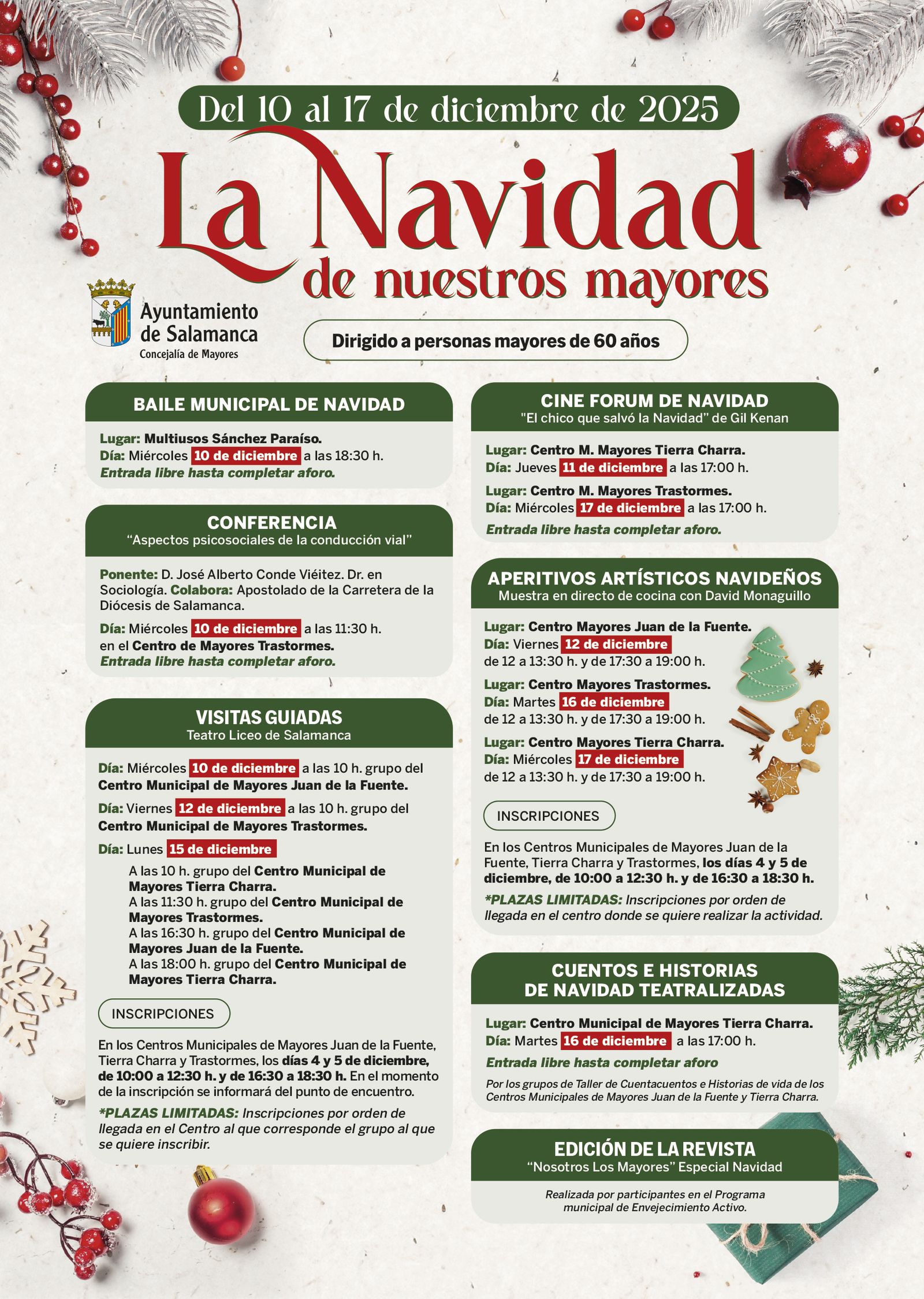 Programación para mayores Navidad 2025 en Salamanca