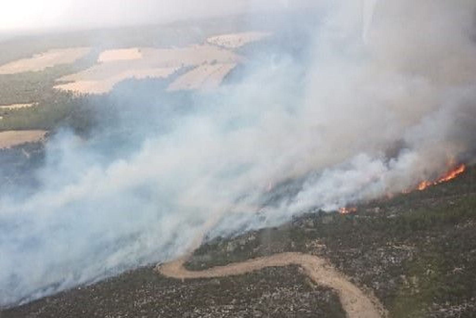 Vista aérea del incendio de Ayoó de Vidriales