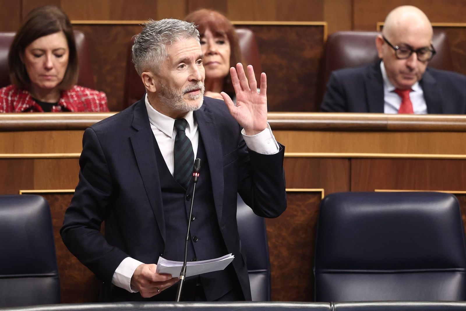 El ministro del interior, Fernando Grande Marlaska, durante un pleno en el Congreso de los Diputados, a 19 de febrero de 2025, en Madrid (España).   Eduardo Parra   Europa Press   Archivo