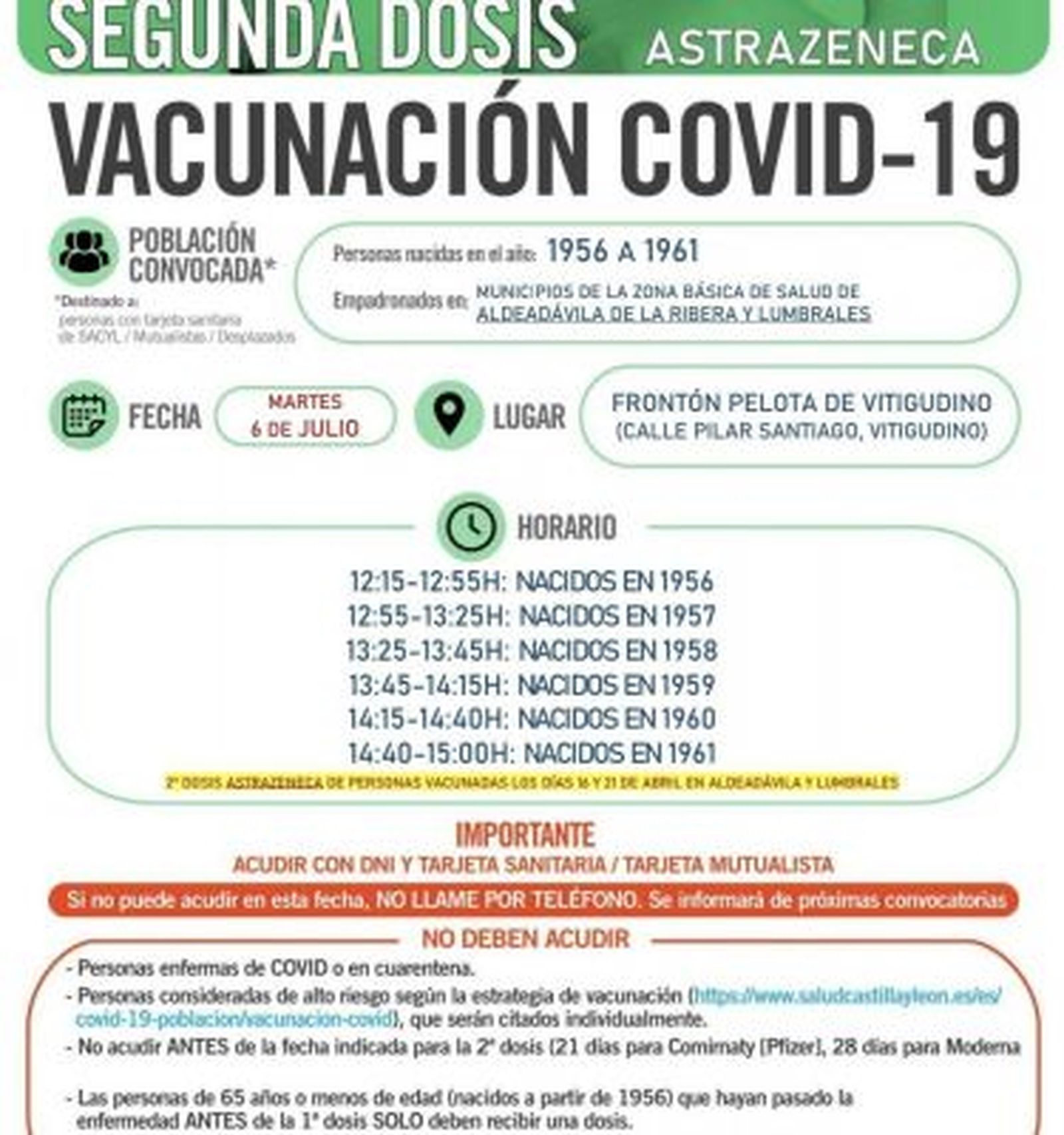 Segunda dosis astrazeneca 1956 1961 martes