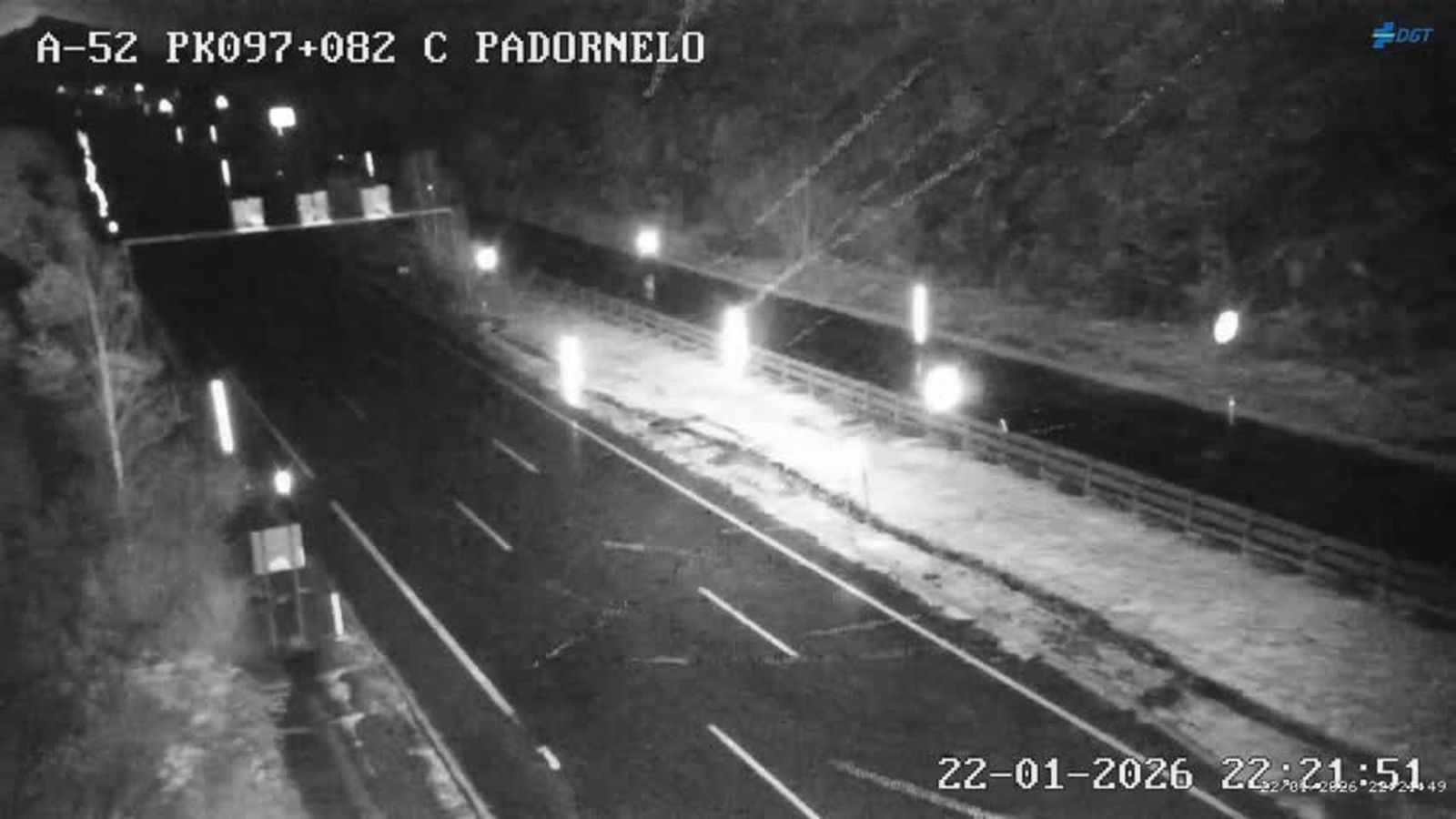 La A-52 en Padornelo a ultima hora de esta noche