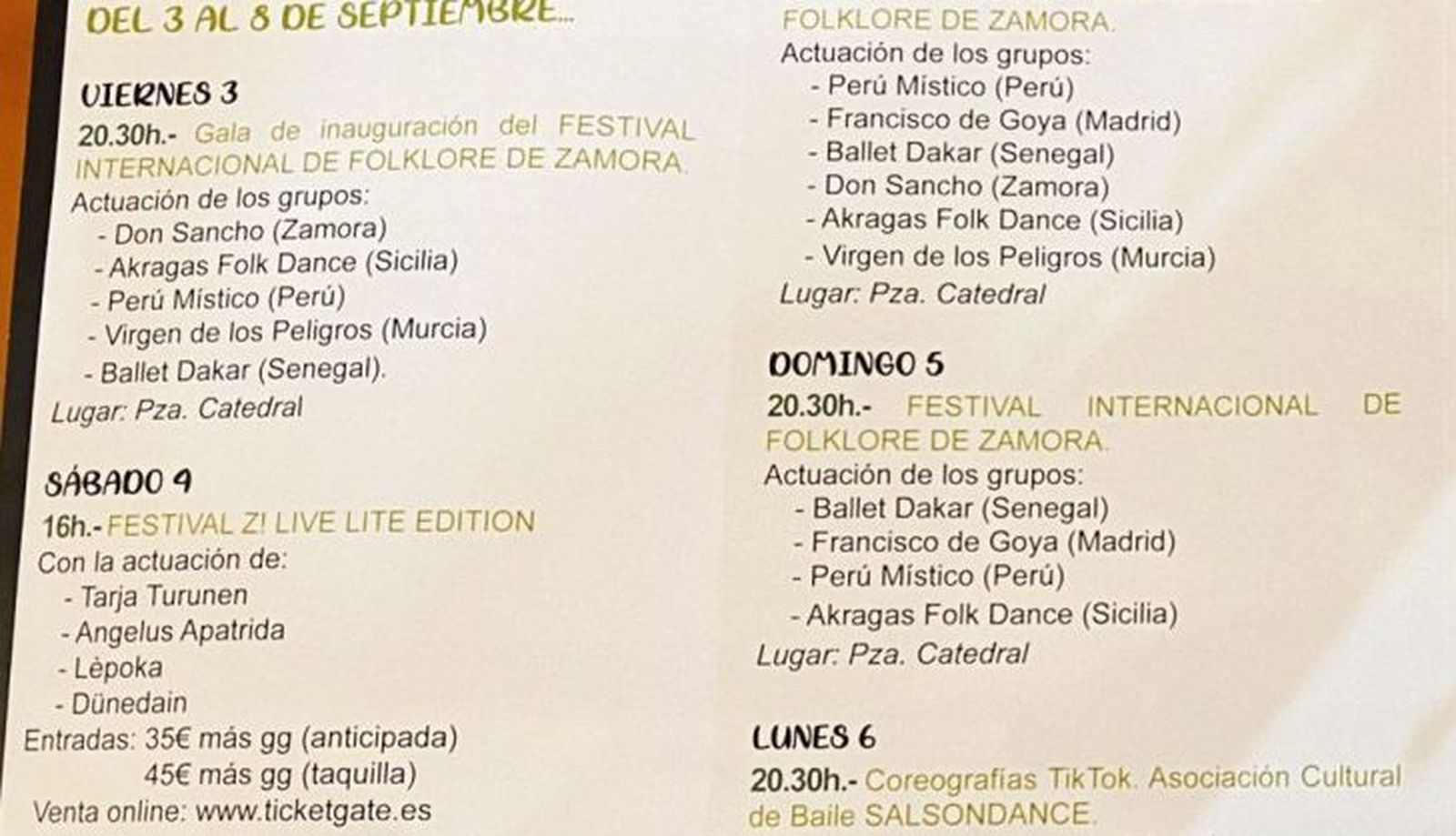 Primera parte del calendario