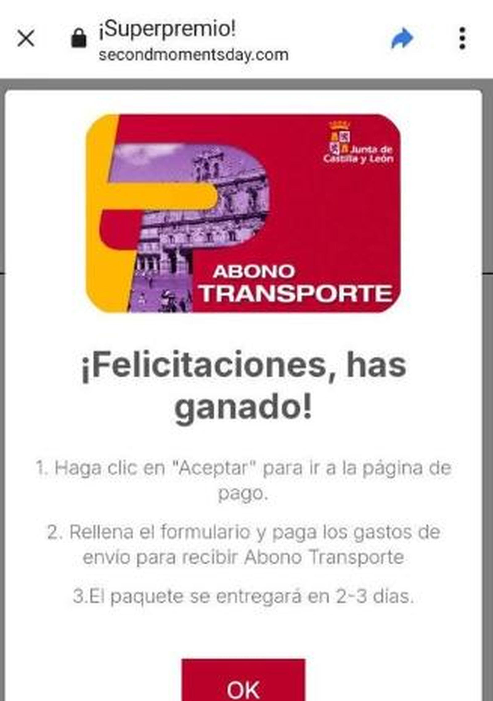 Imagen estafa Abono Transporte. Foto Facebook Castellanos de Moriscos Imagen estafa Abono Transporte. Foto Facebook Castellanos de Moriscos