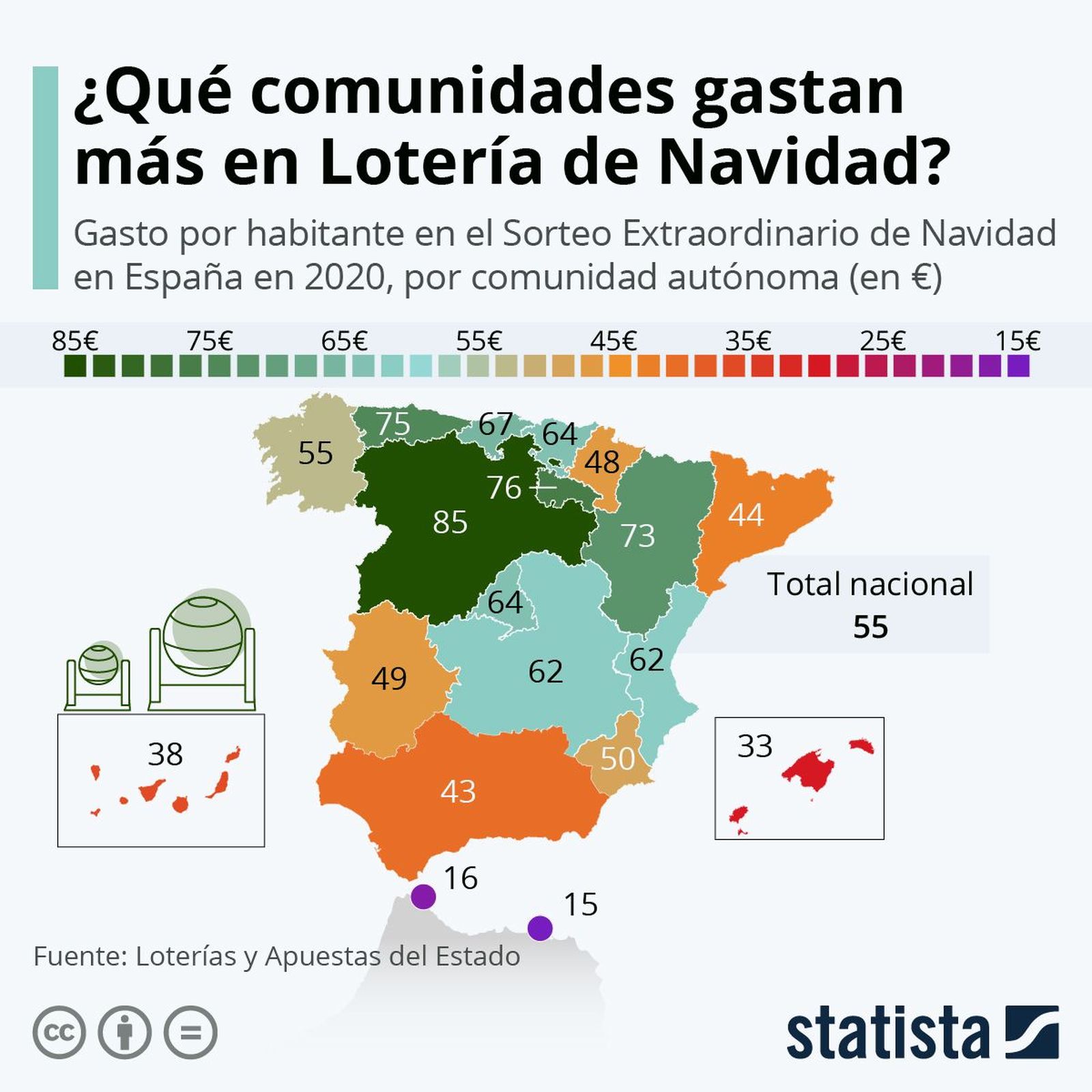 Mapa gasto de la lotería de Navidad. Foto Stalista