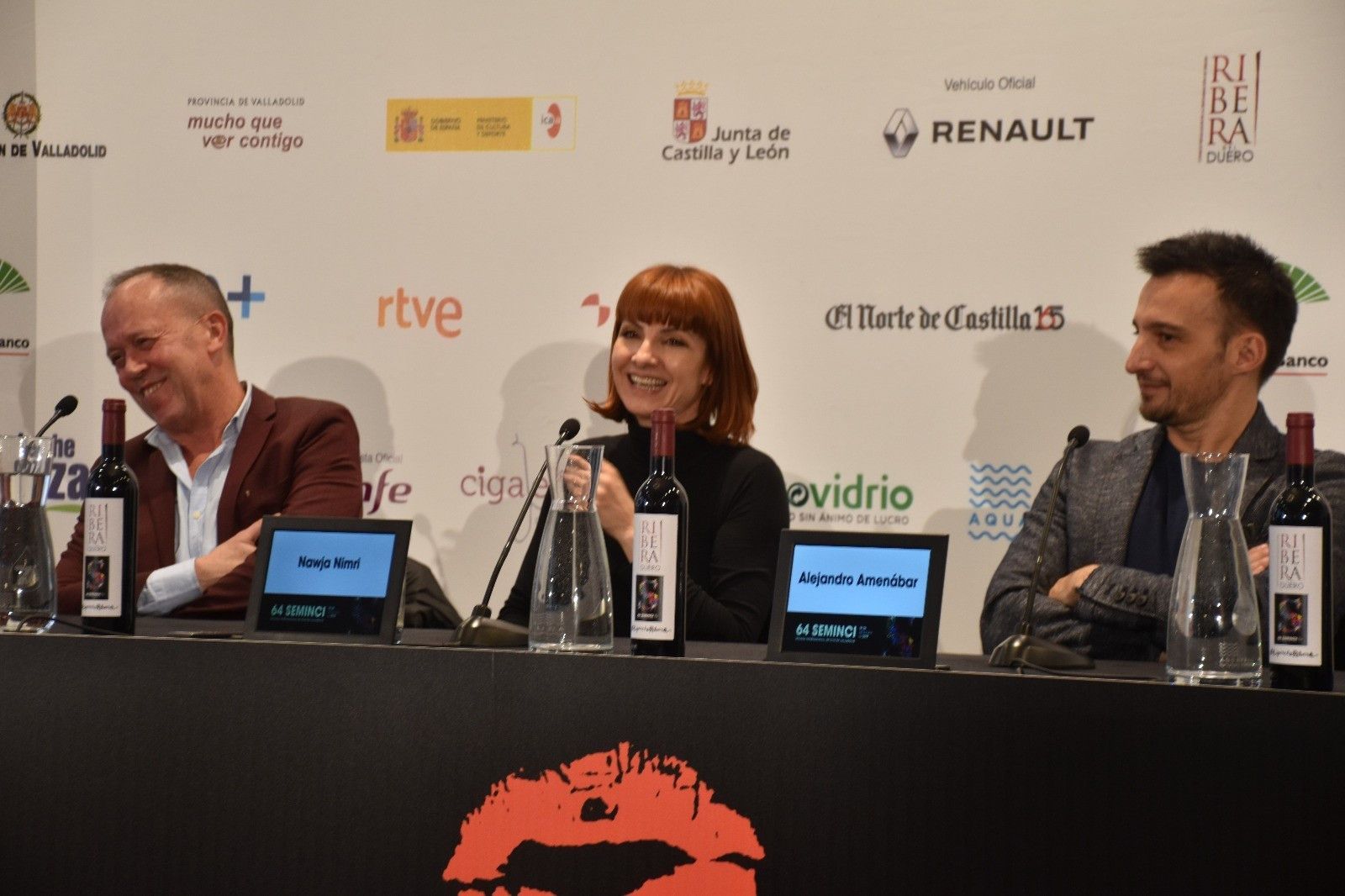Luis San Narciso, Najwa Nimri y Alejandro Amenábar.