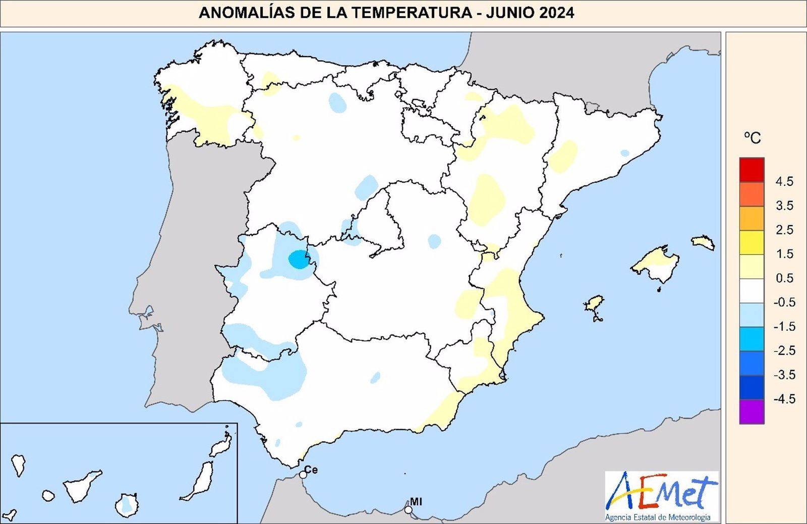 Junio fue el primer mes con carácter frío en España desde abril de 2022. AEMET Junio fue el primer mes con carácter frío en España desde abril de 2022. AEMET