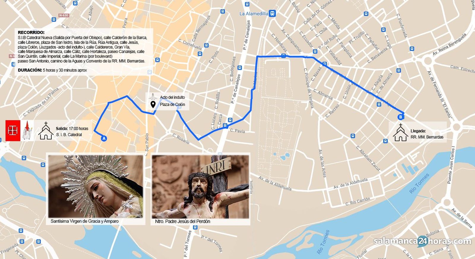 Recorrido de la Procesión del Cristo del Perdón 2025