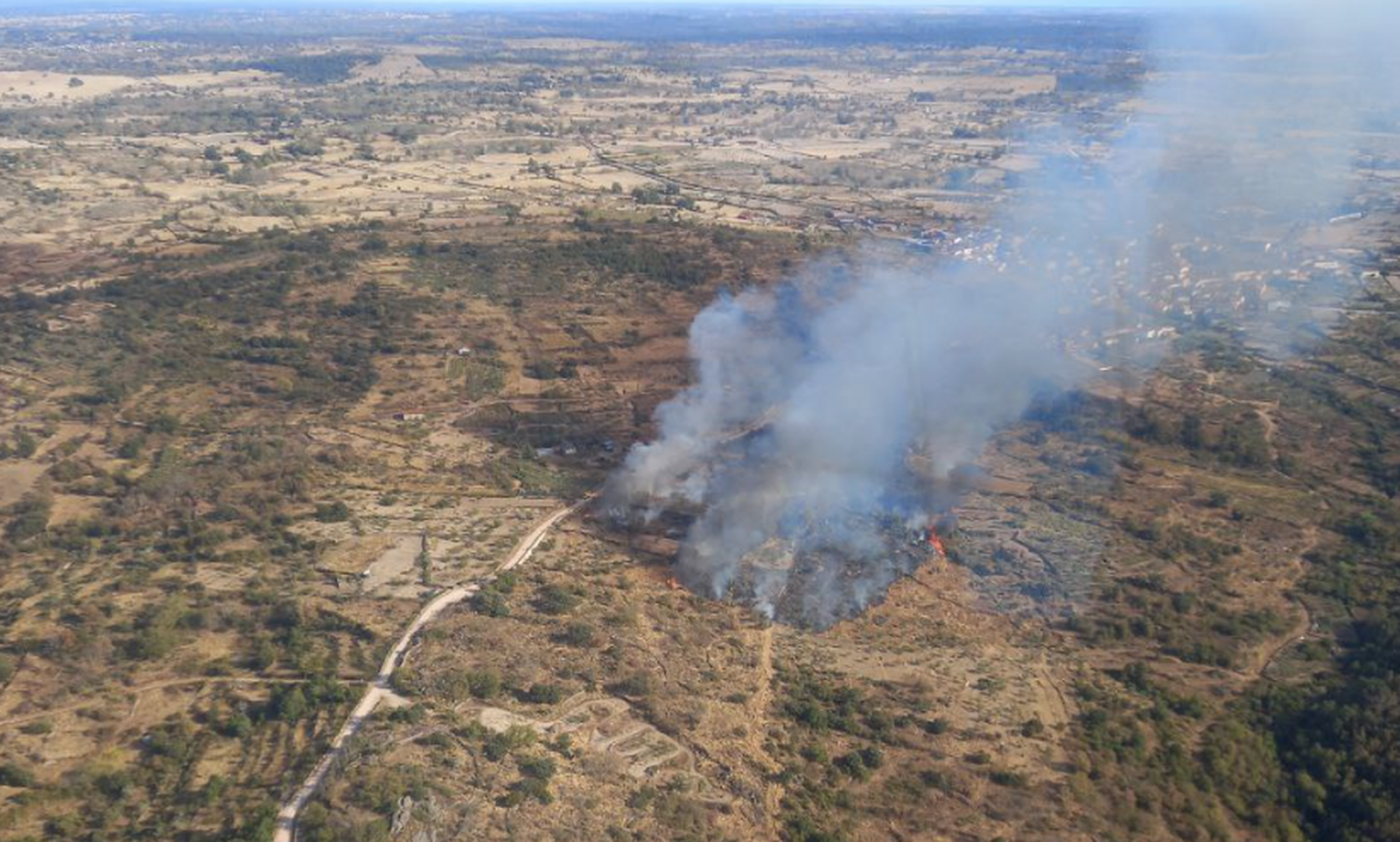 Incendio forestal en las inmediaciones de Mieza