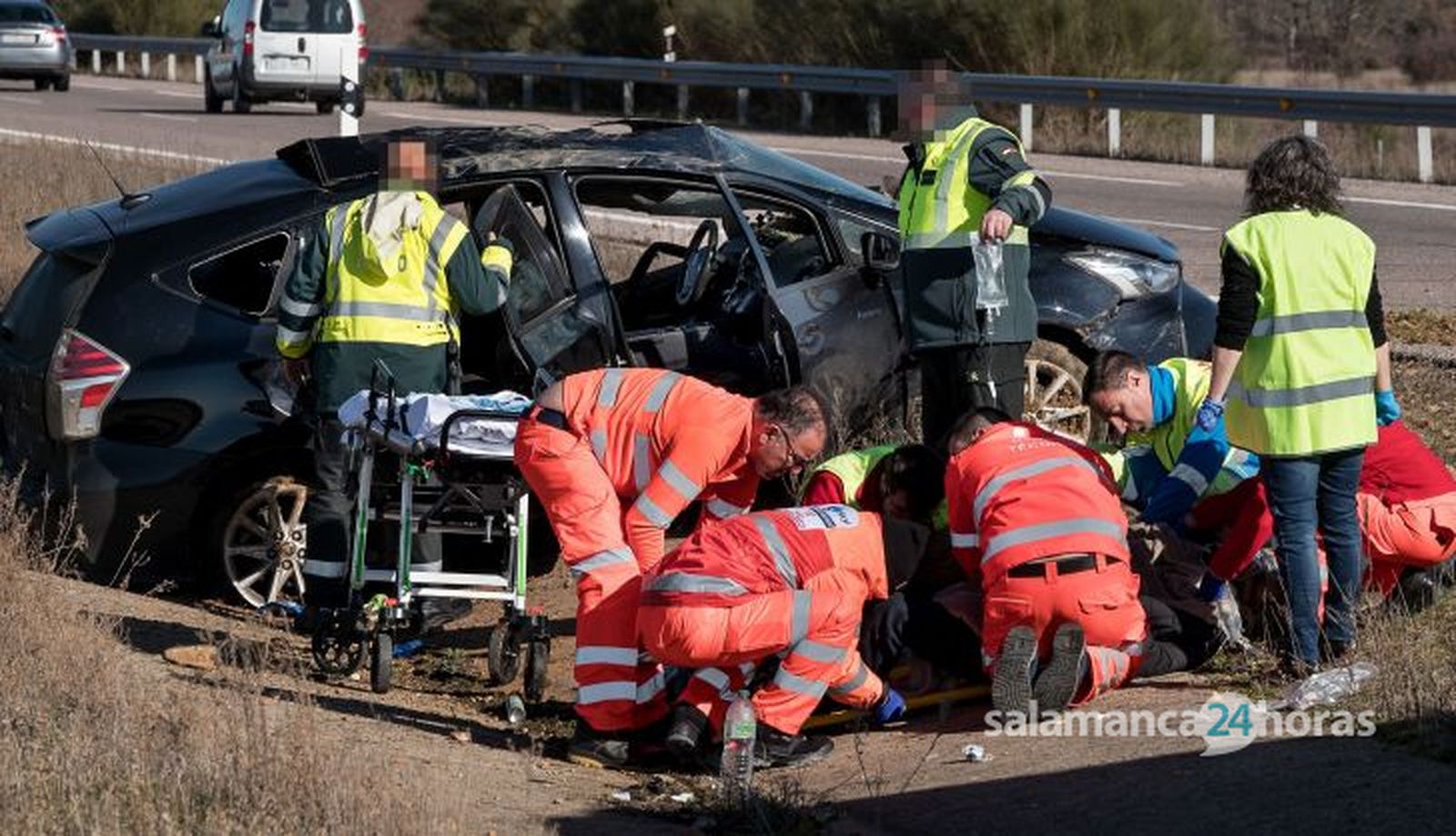 Dos heridos en un accidente en la A62 a la altura de de Martín de Yeltes (1)