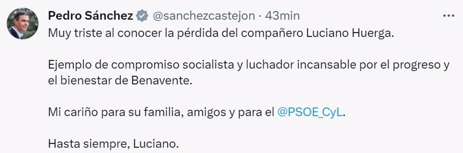 Imagen del Twitter del presidente del Gobierno, Pedro Sánchez Imagen del Twitter del presidente del Gobierno, Pedro Sánchez