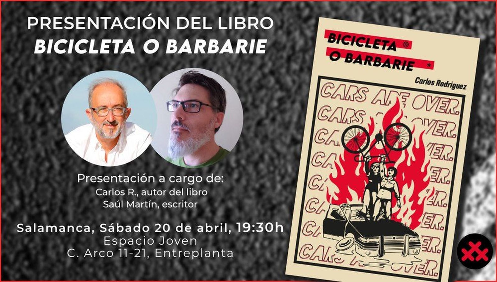 Carlos Rodríguez González presenta su libro “Bicicleta o Barbarie” en el Espacio Jóven de Salamanca