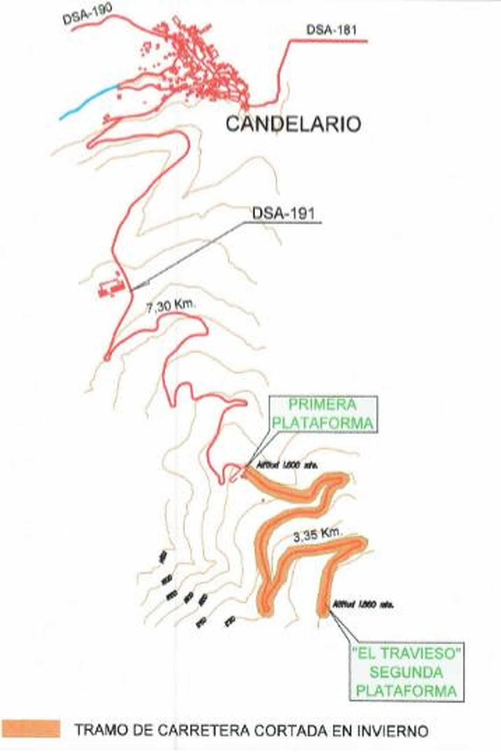 Tramo cortado durante el invierno