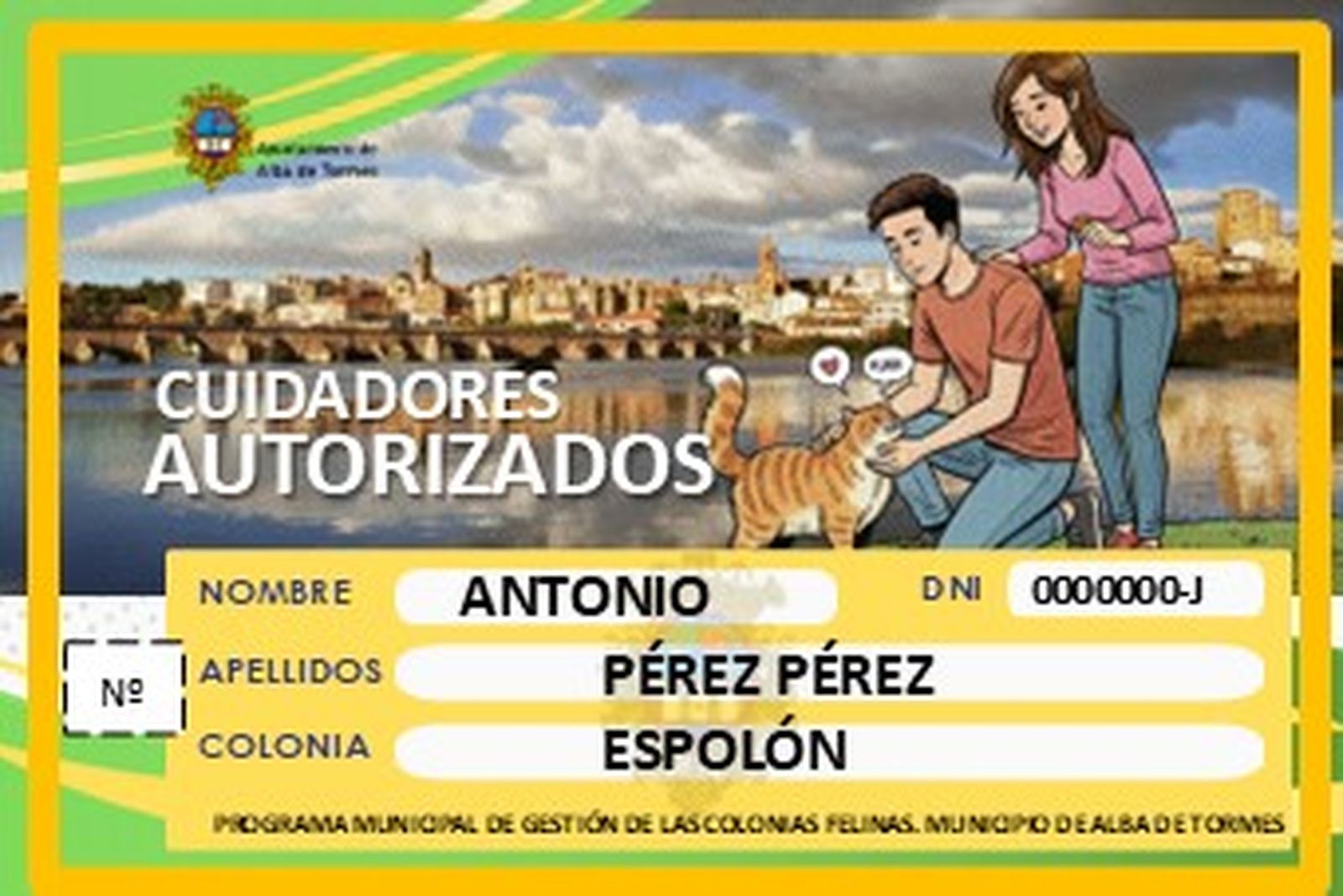 Carné modelo cuidadores autorizados de las colonias felinas en Alba de Tormes