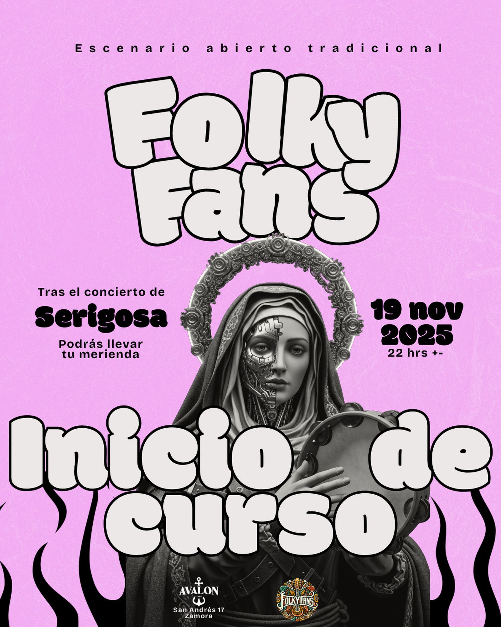 El cartel de las Folky Fans anunciando el concierto de este miércoles