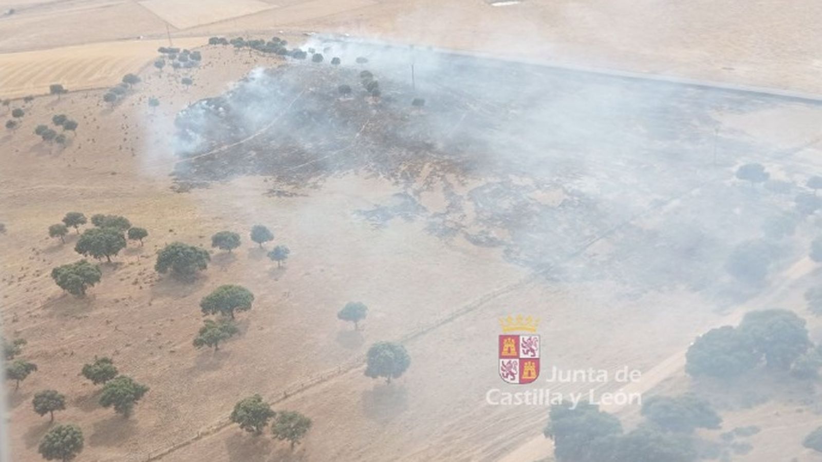 Incendio que afecta a una parcela próxima a Villalba de los Llanos